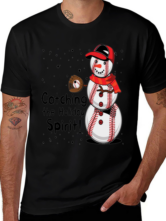 Baseball Snowman Holiday T-Shirt