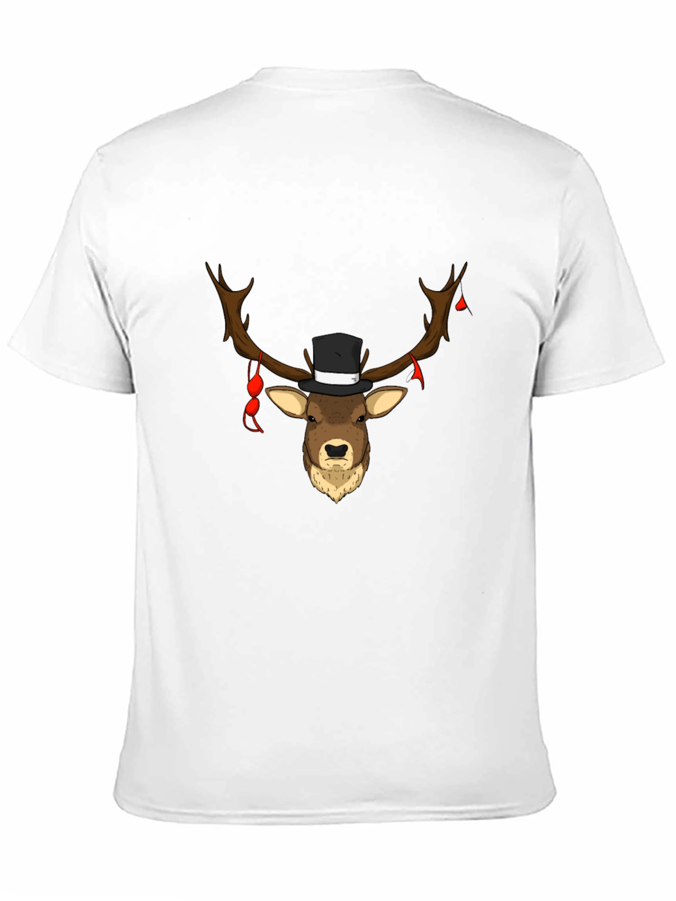Novelty Deer Top Hat Tee - Black Cotton Blend