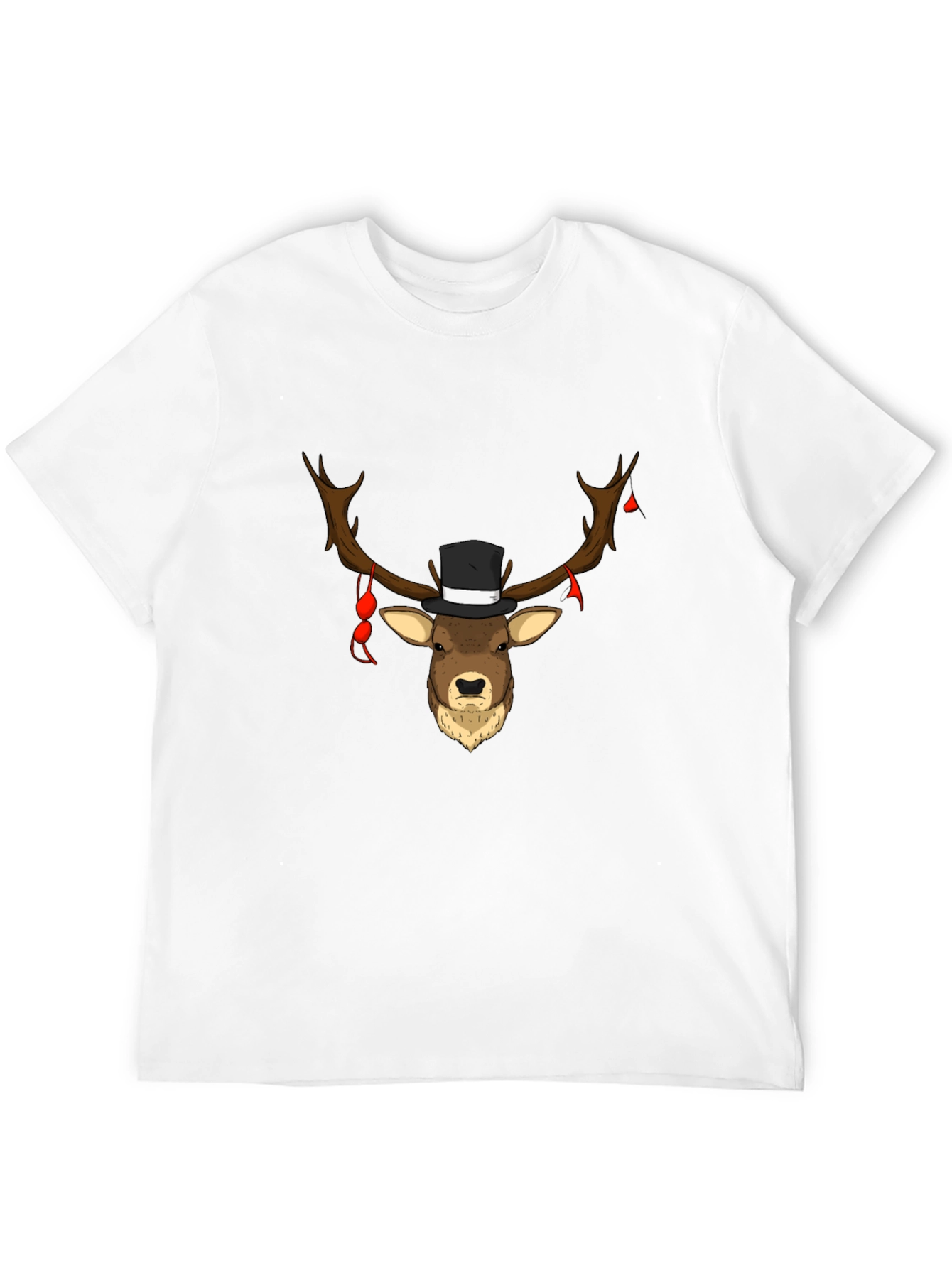 Novelty Deer Top Hat Tee - Black Cotton Blend