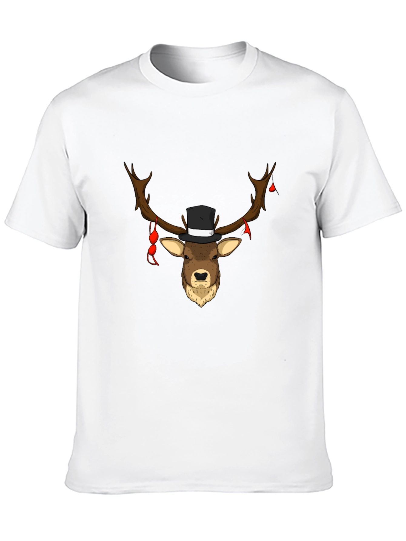 Novelty Deer Top Hat Tee - Black Cotton Blend