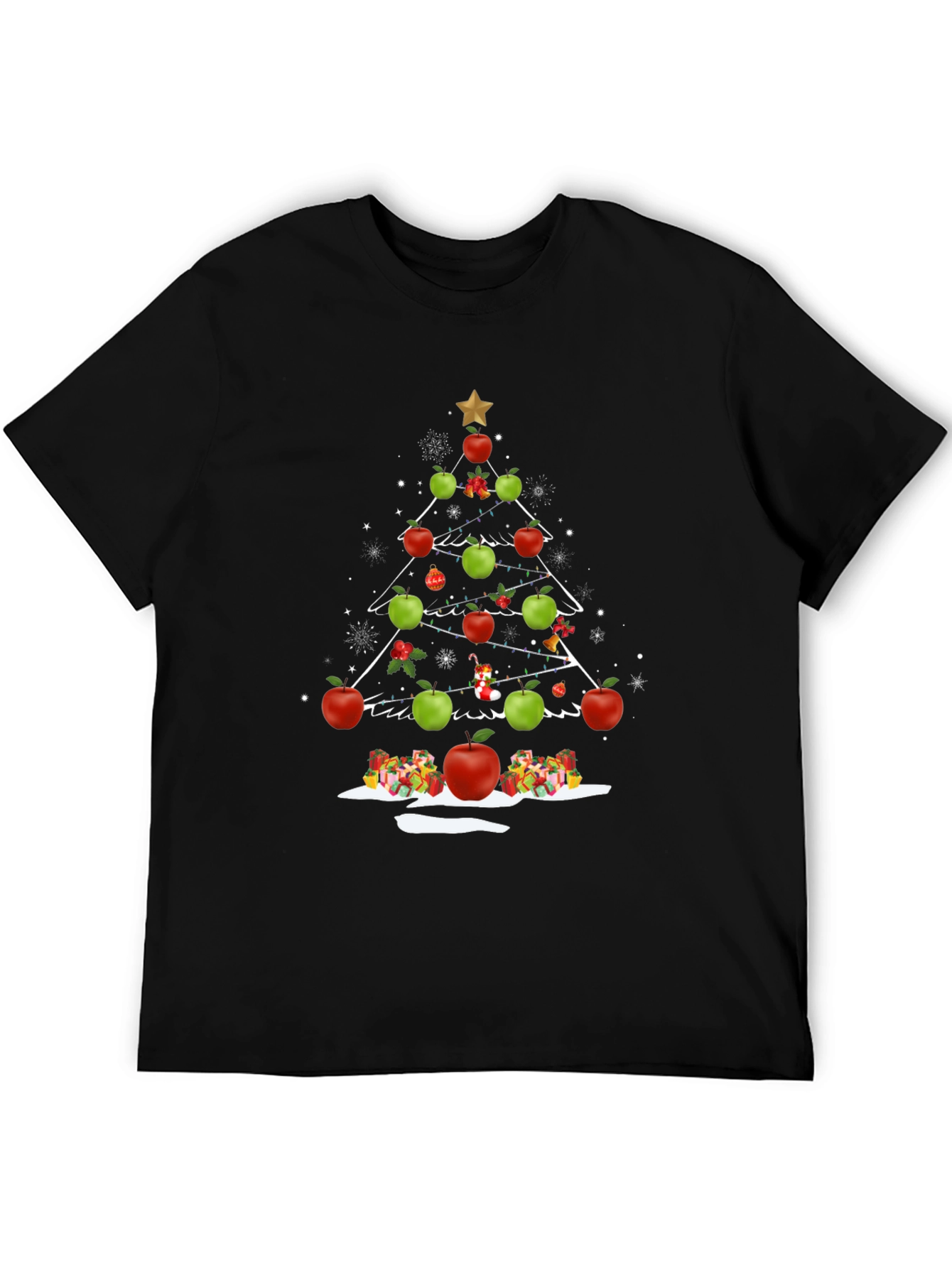 Festive Apple Christmas Tree Graphic Tee