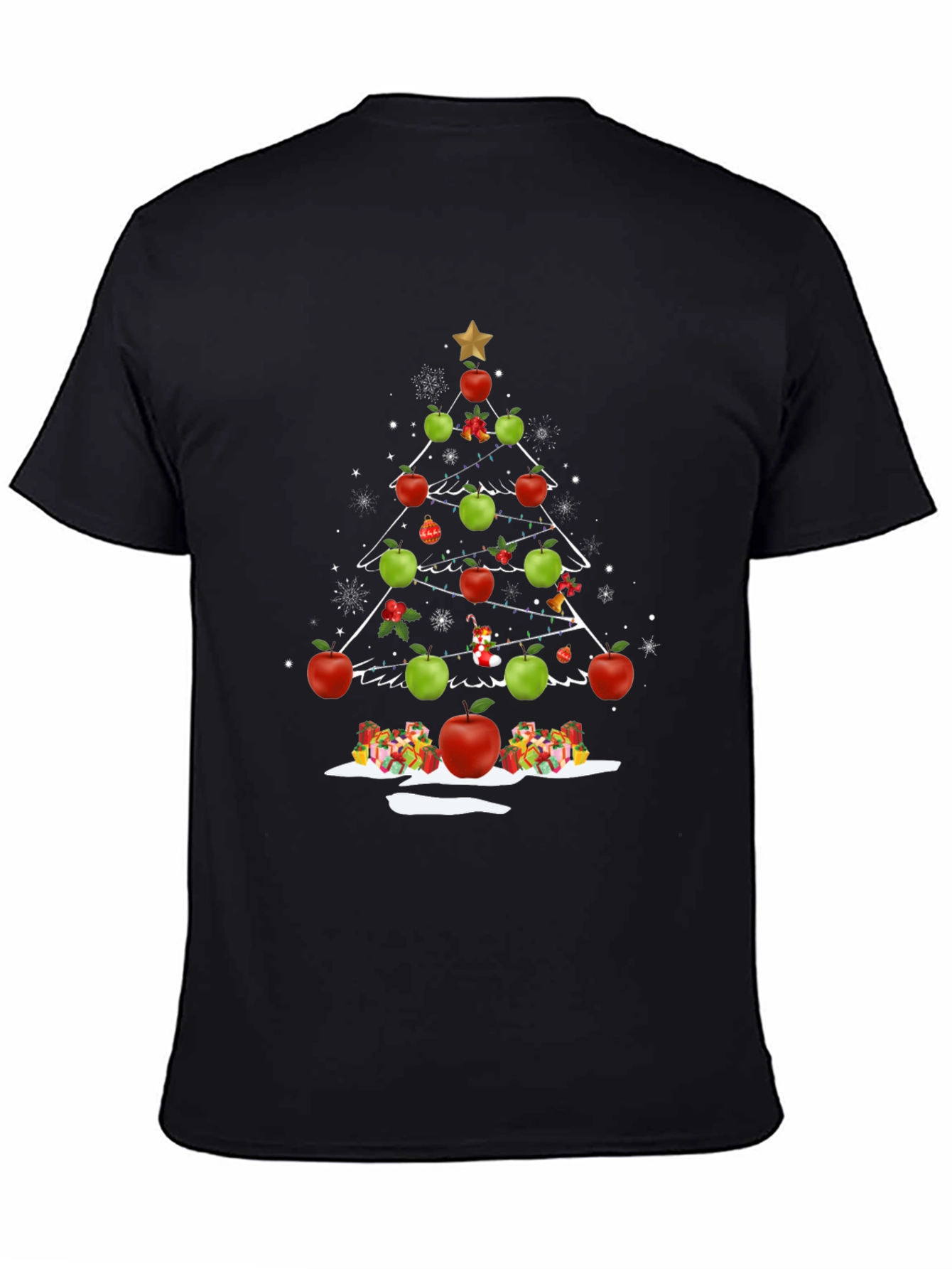 Festive Apple Christmas Tree Graphic Tee