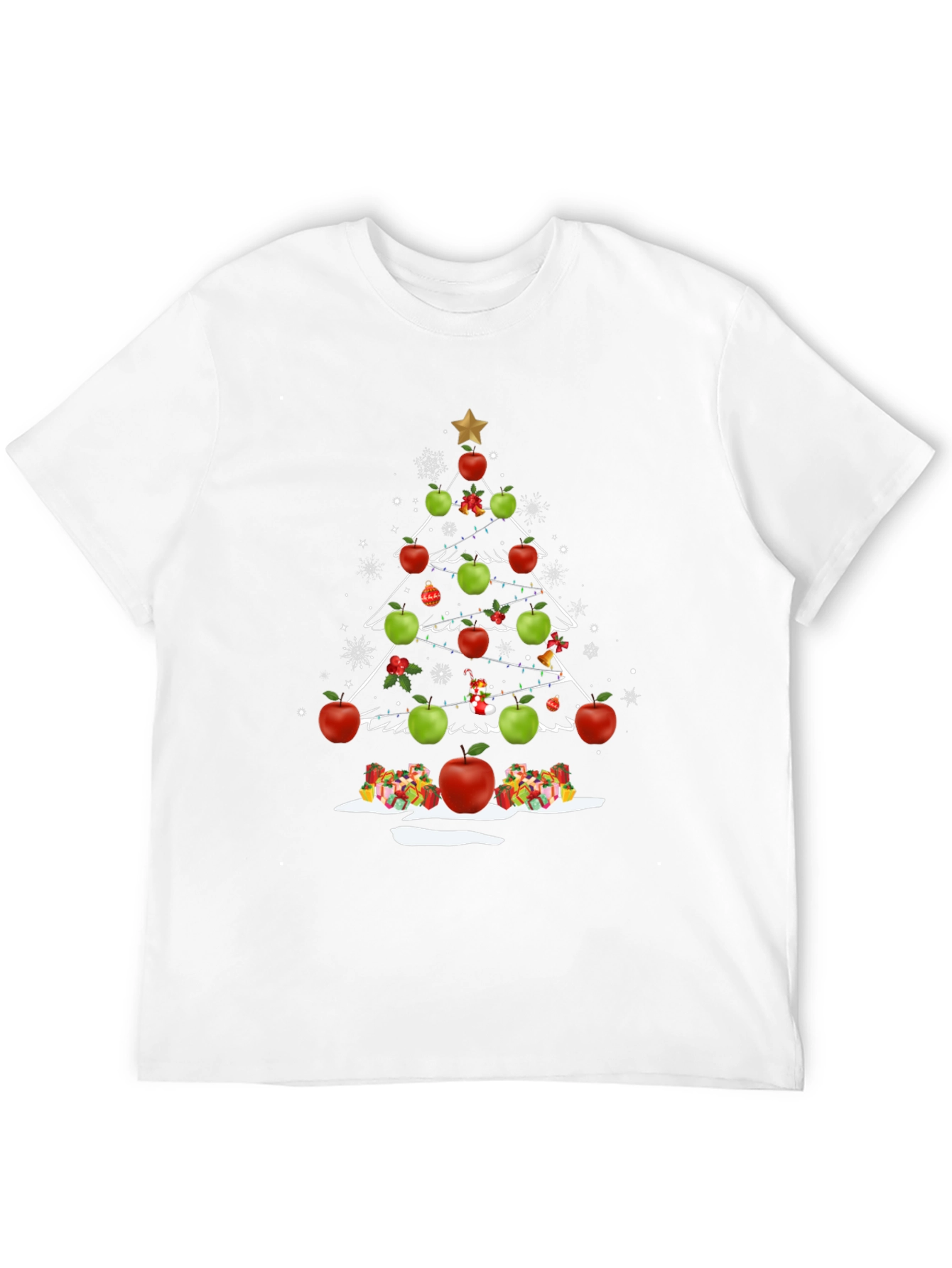 Festive Apple Christmas Tree Graphic Tee