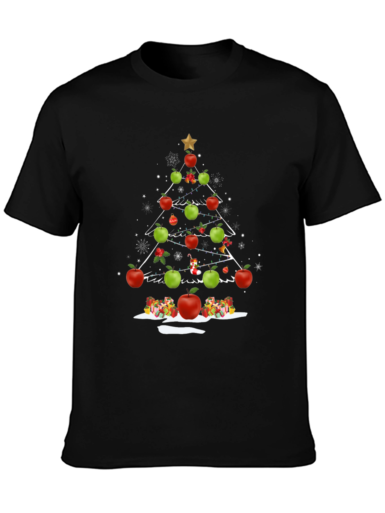 Festive Apple Christmas Tree Graphic Tee