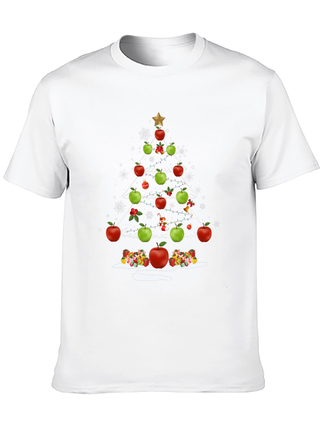 Festive Apple Christmas Tree Graphic Tee