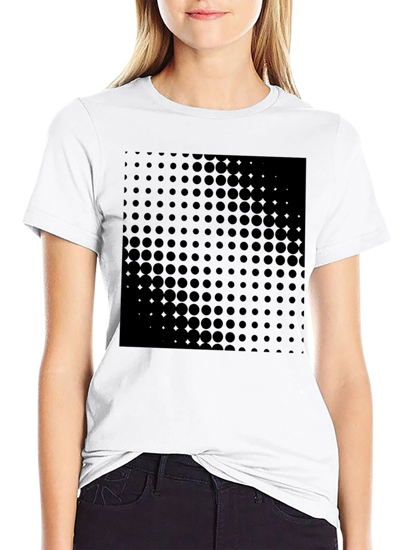 Mens Black Dot Pattern Graphic Tee