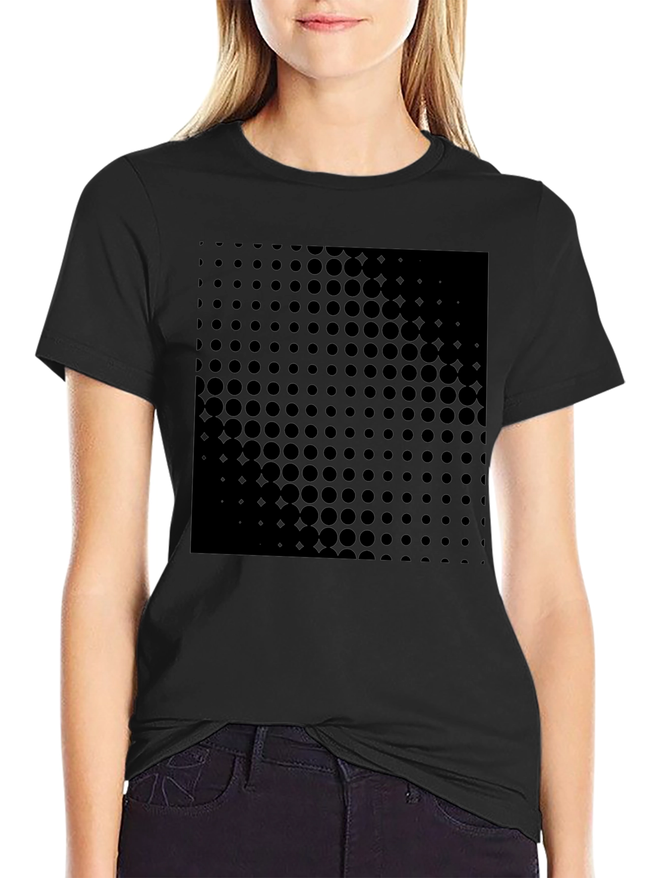 Mens Black Dot Pattern Graphic Tee