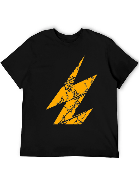 Bold Lightning Bolt Graphic Tee - Black
