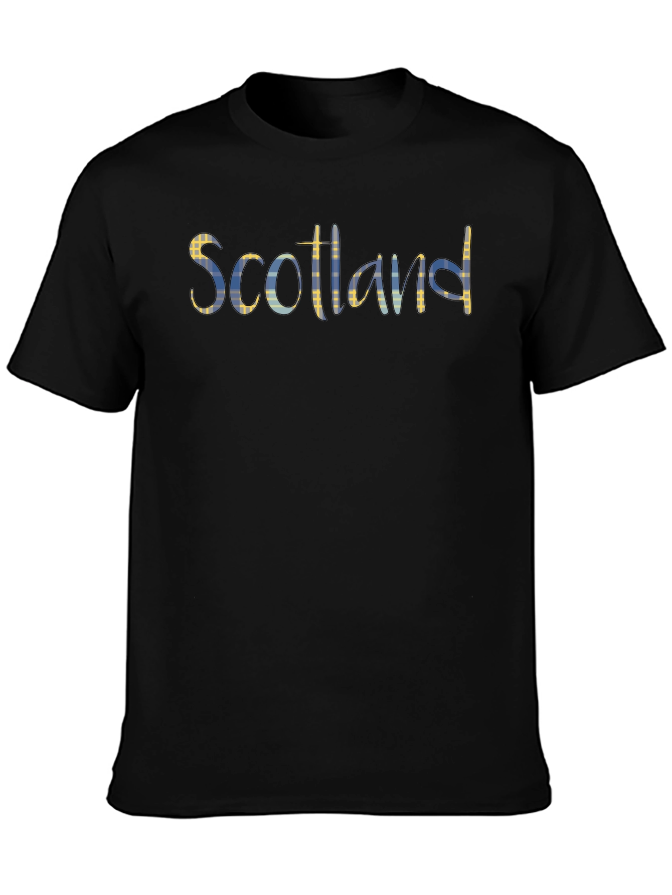 Scotland Plaid Graphic Print Black T-Shirt