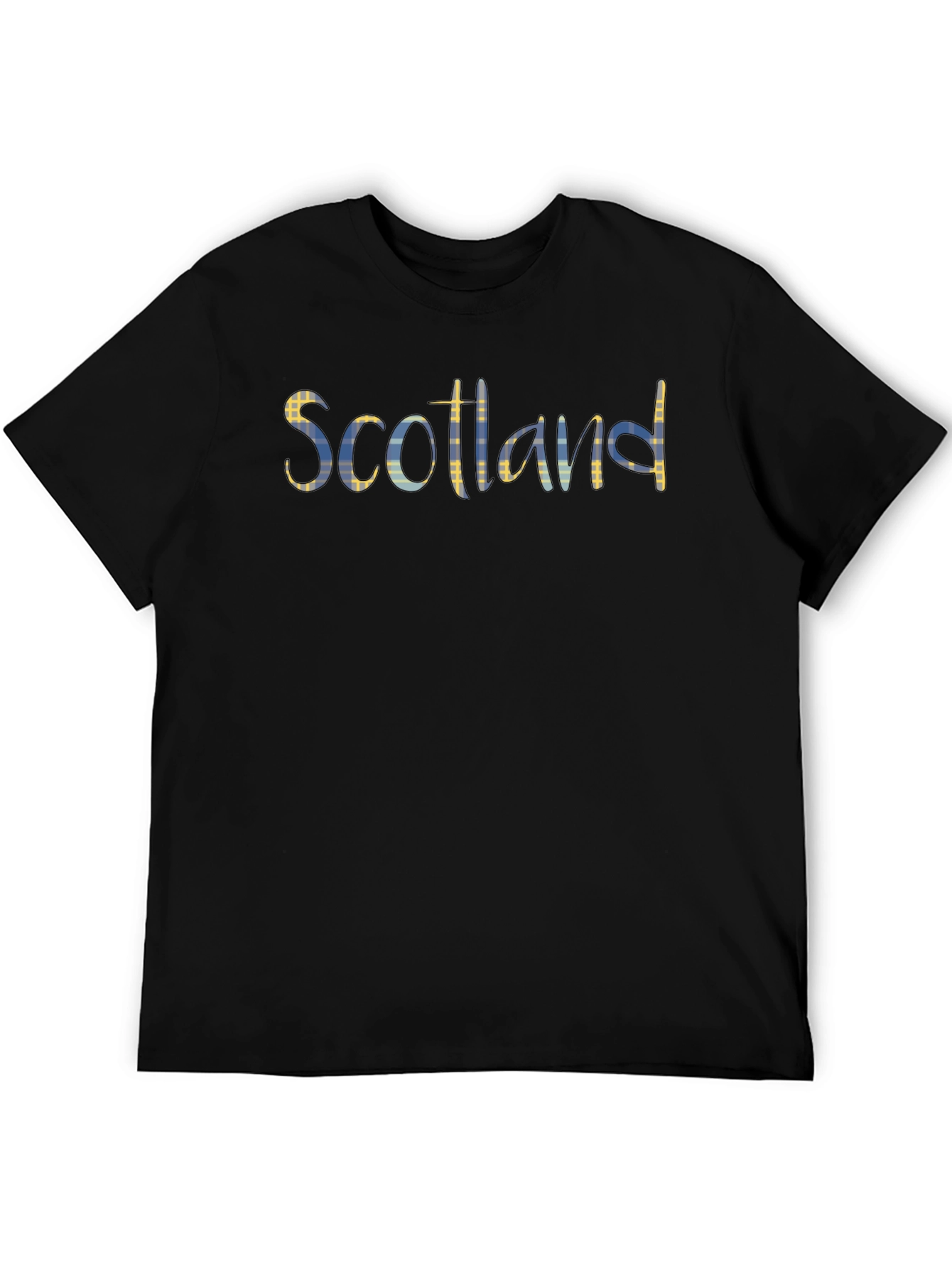 Scotland Plaid Graphic Print Black T-Shirt