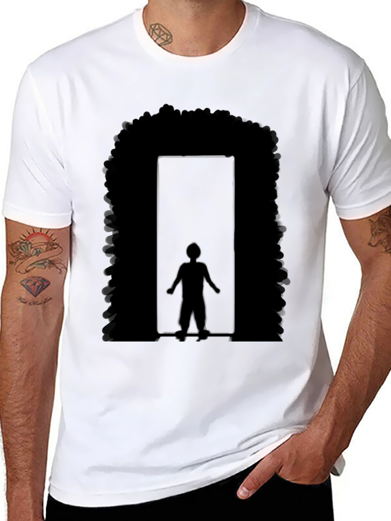 Afro Doorway Graphic T-Shirt - Black