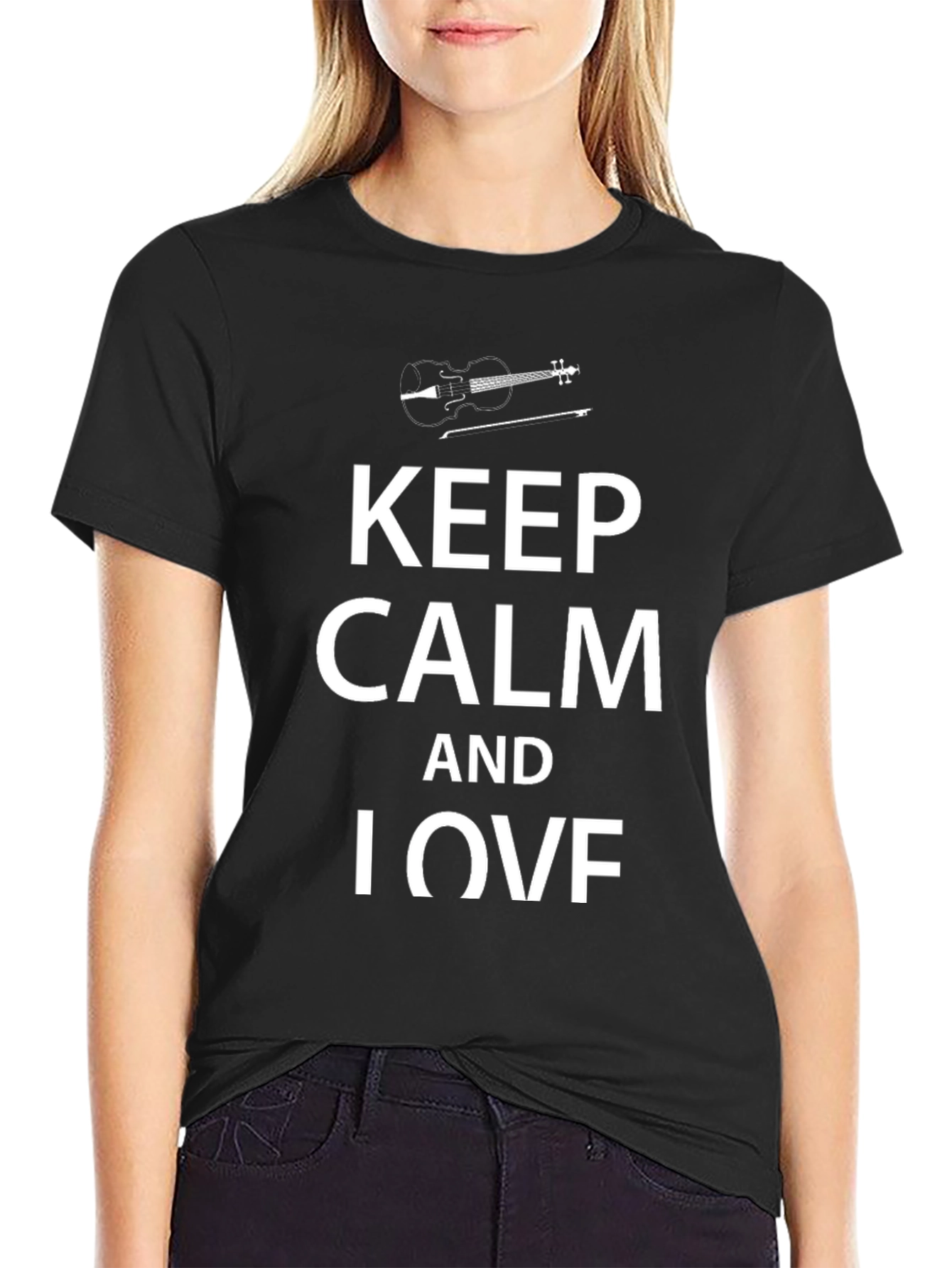 Keep Calm and I Violin T-Shirt - Black