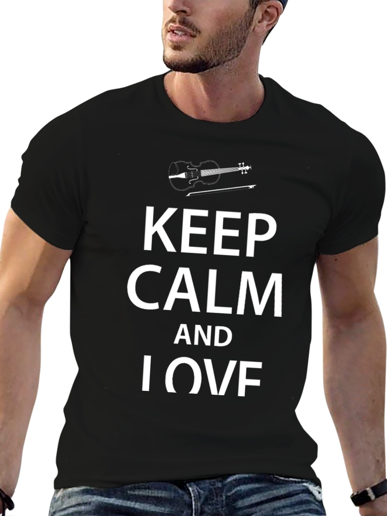 Keep Calm and I Violin T-Shirt - Black