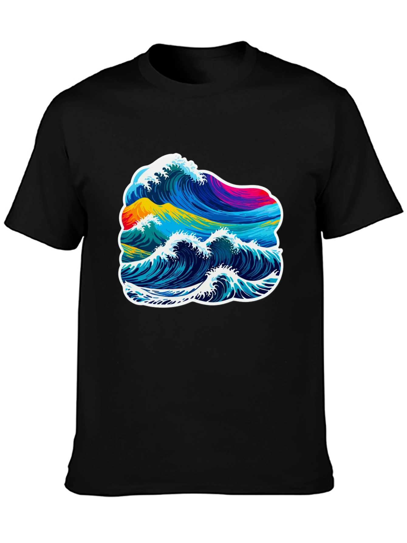 Vibrant Wave Graphic T-Shirt - Black