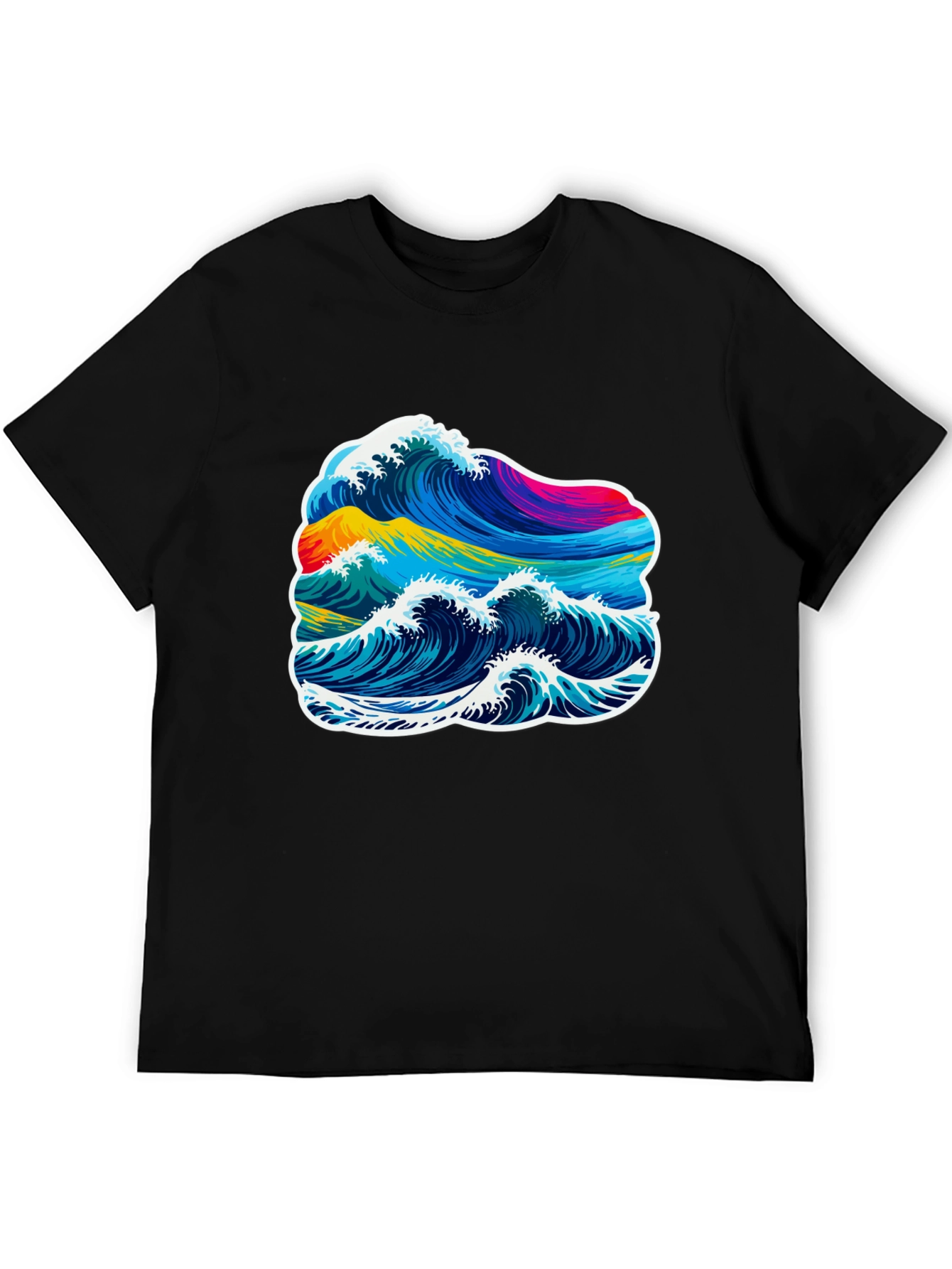 Vibrant Wave Graphic T-Shirt - Black