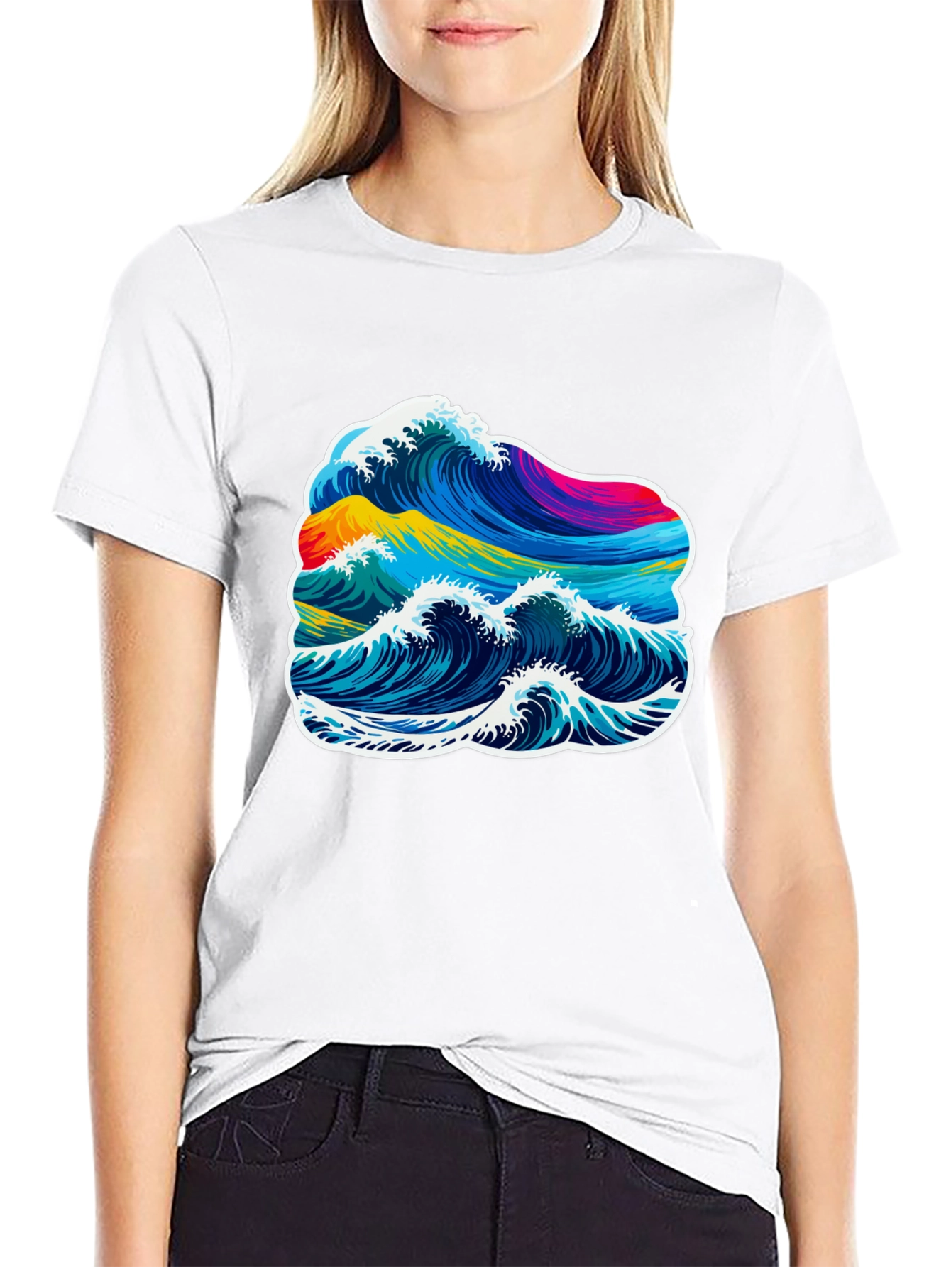 Vibrant Wave Graphic T-Shirt - Black