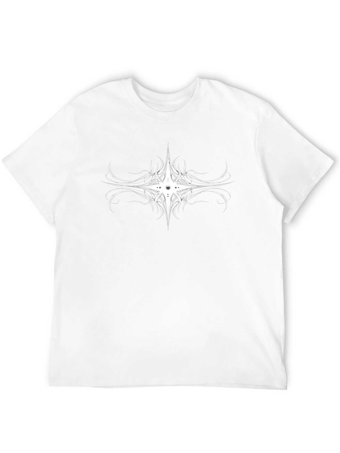 Black T-Shirt with White Tribal Design