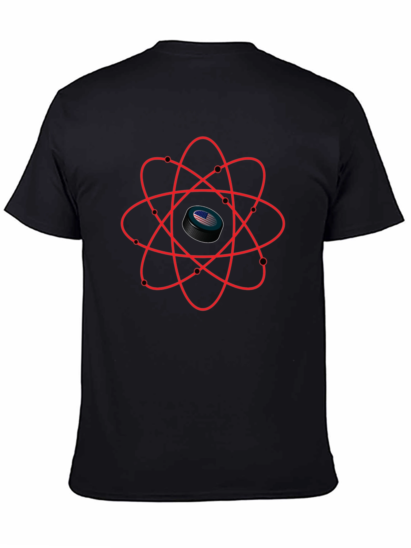 USA Hockey Puck Atom T-Shirt - Patriotic Science Tee