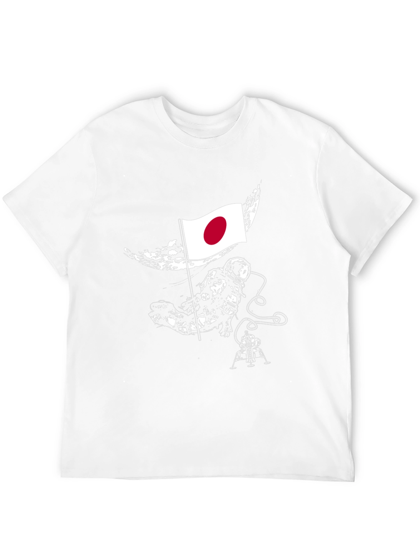 Astronaut Japan Flag Graphic Black T-Shirt