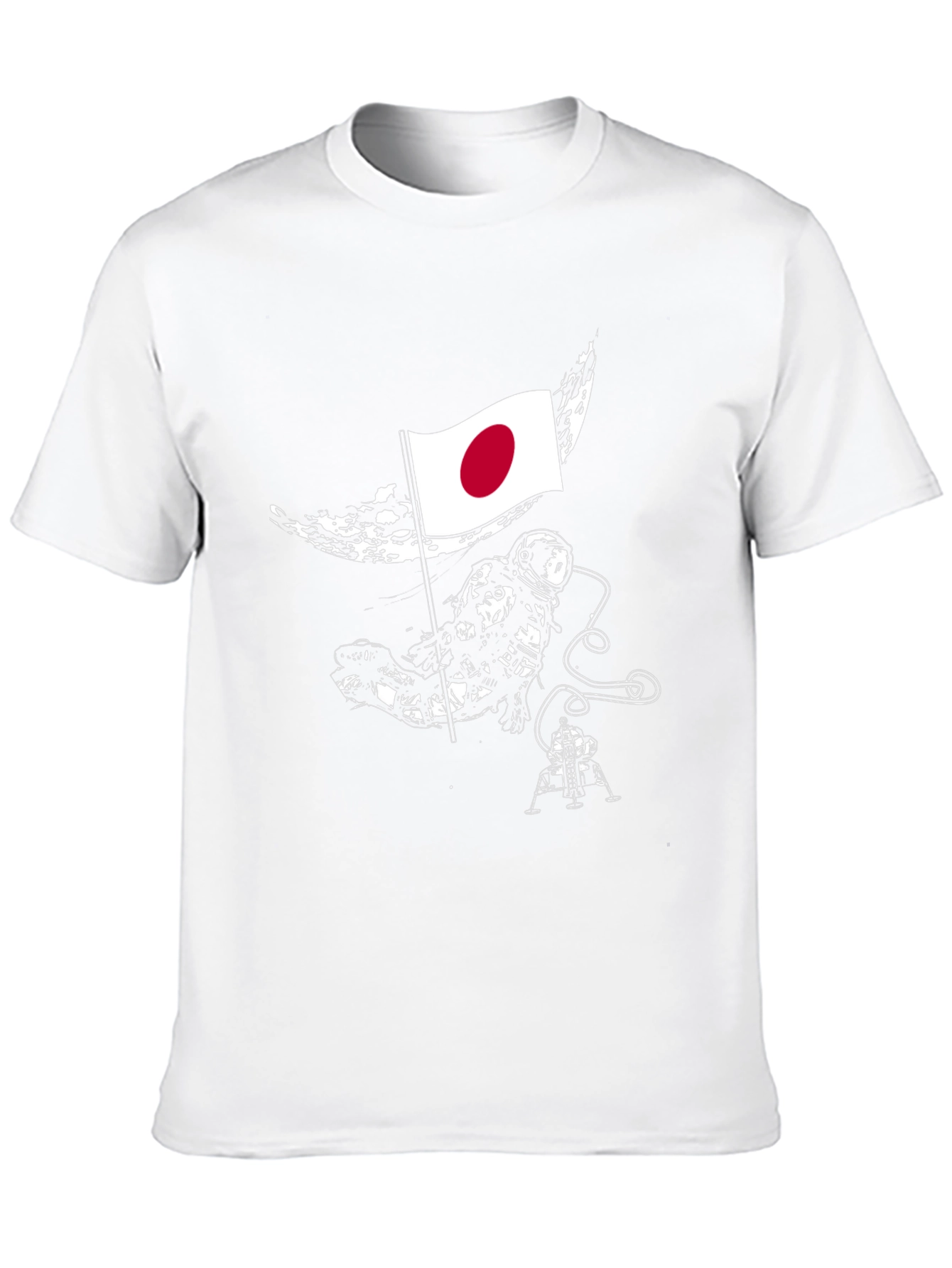 Astronaut Japan Flag Graphic Black T-Shirt