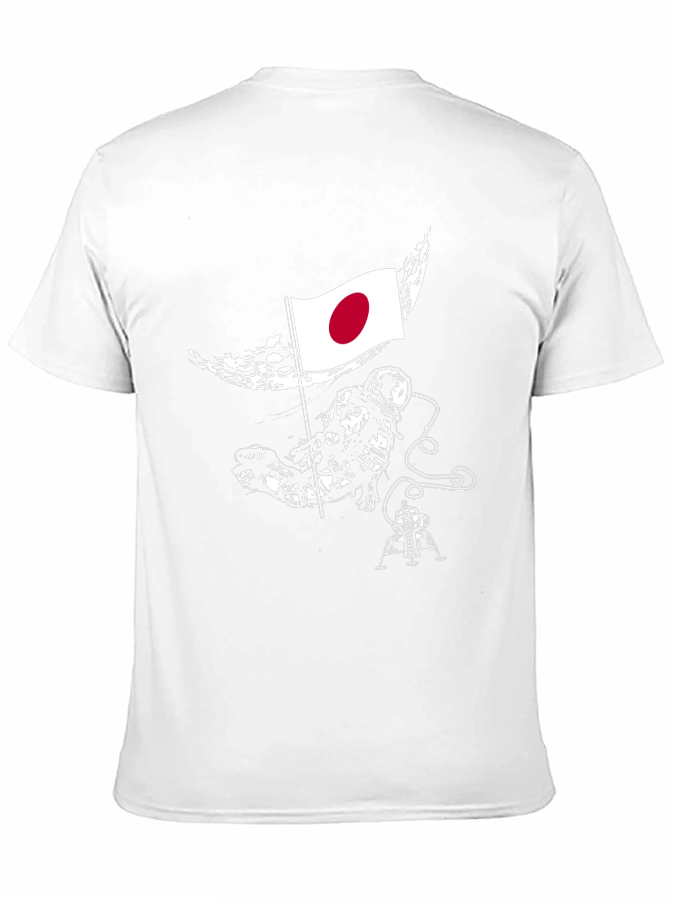 Astronaut Japan Flag Graphic Black T-Shirt