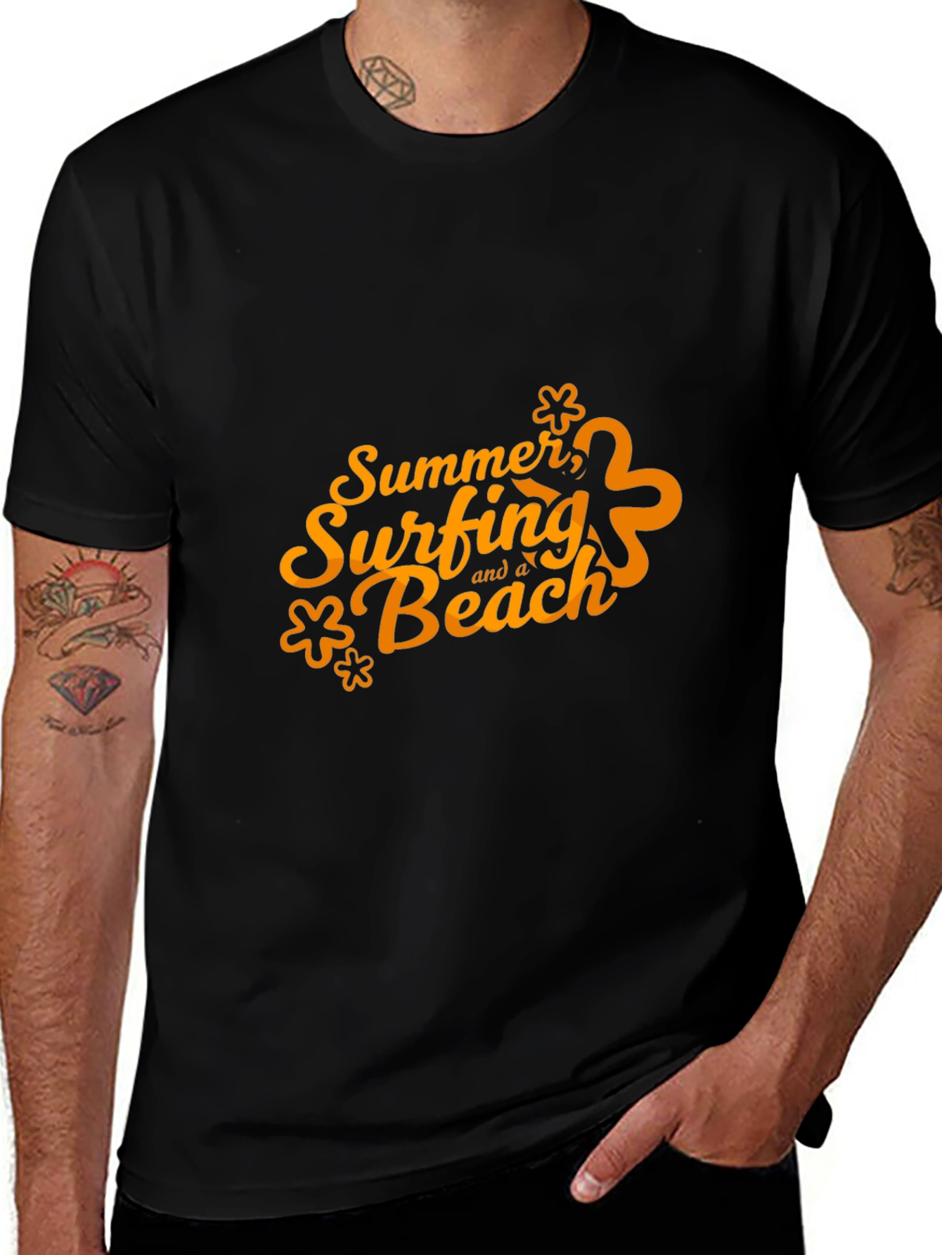 Summer Surfing and a Beach Graphic T-Shirt