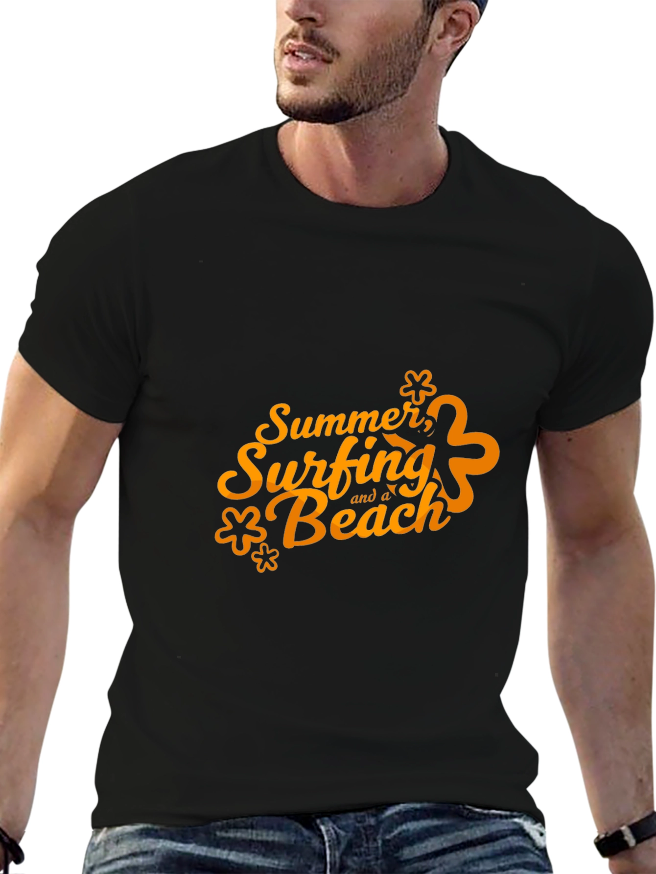 Summer Surfing and a Beach Graphic T-Shirt