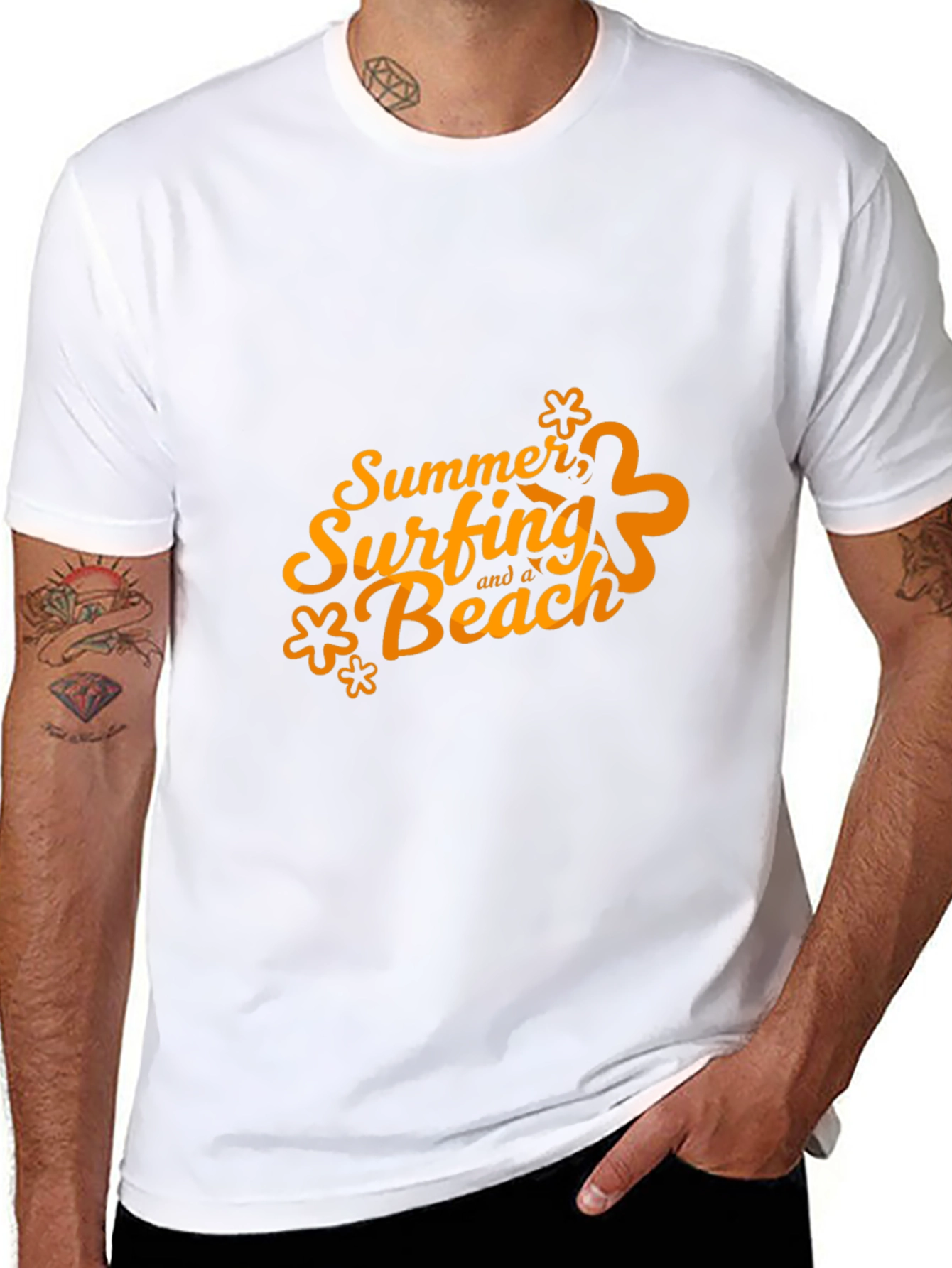 Summer Surfing and a Beach Graphic T-Shirt