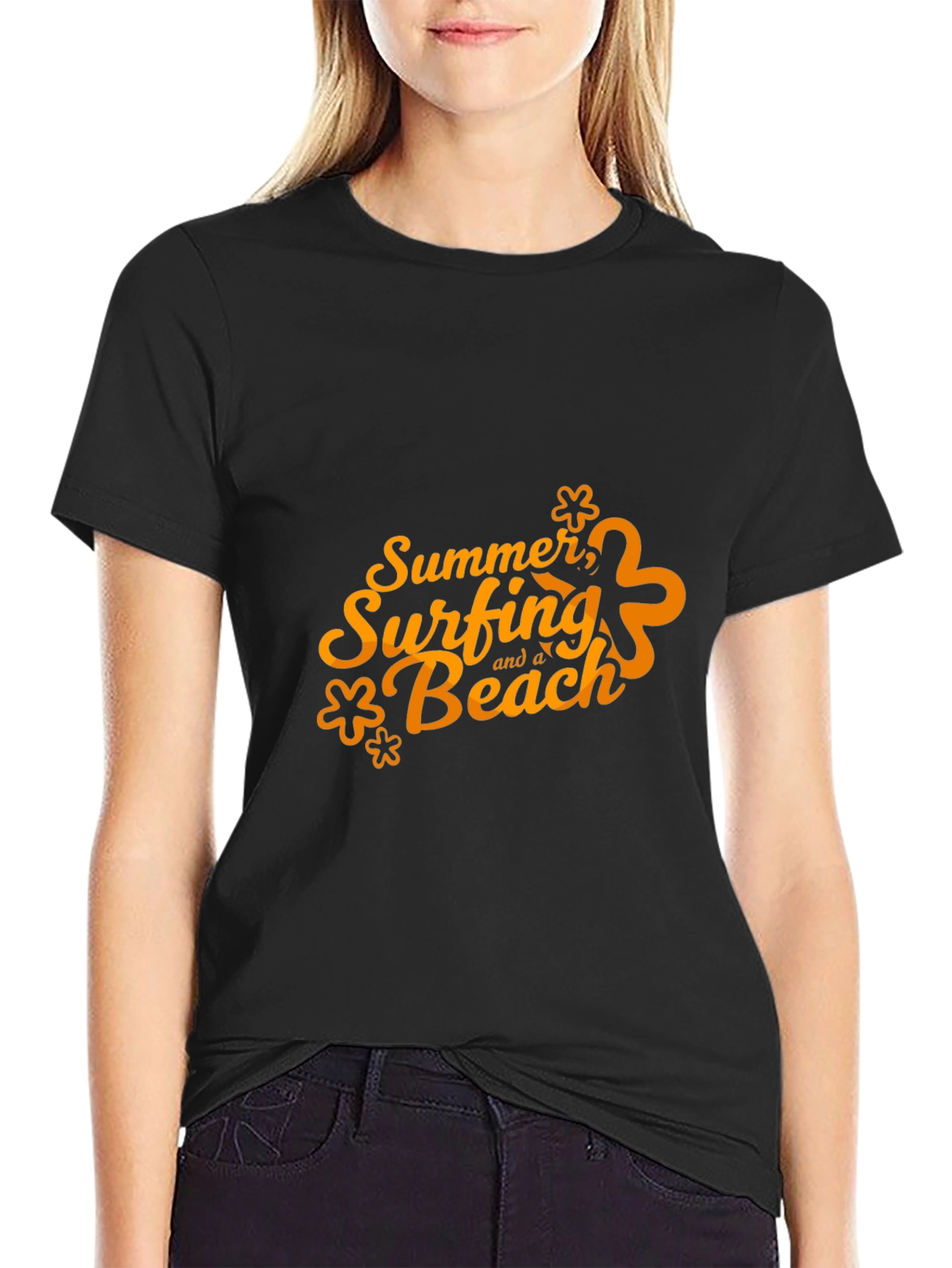 Summer Surfing and a Beach Graphic T-Shirt