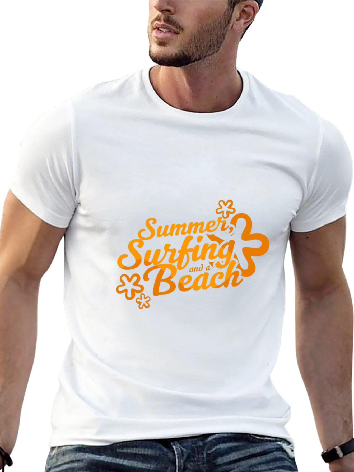 Summer Surfing and a Beach Graphic T-Shirt