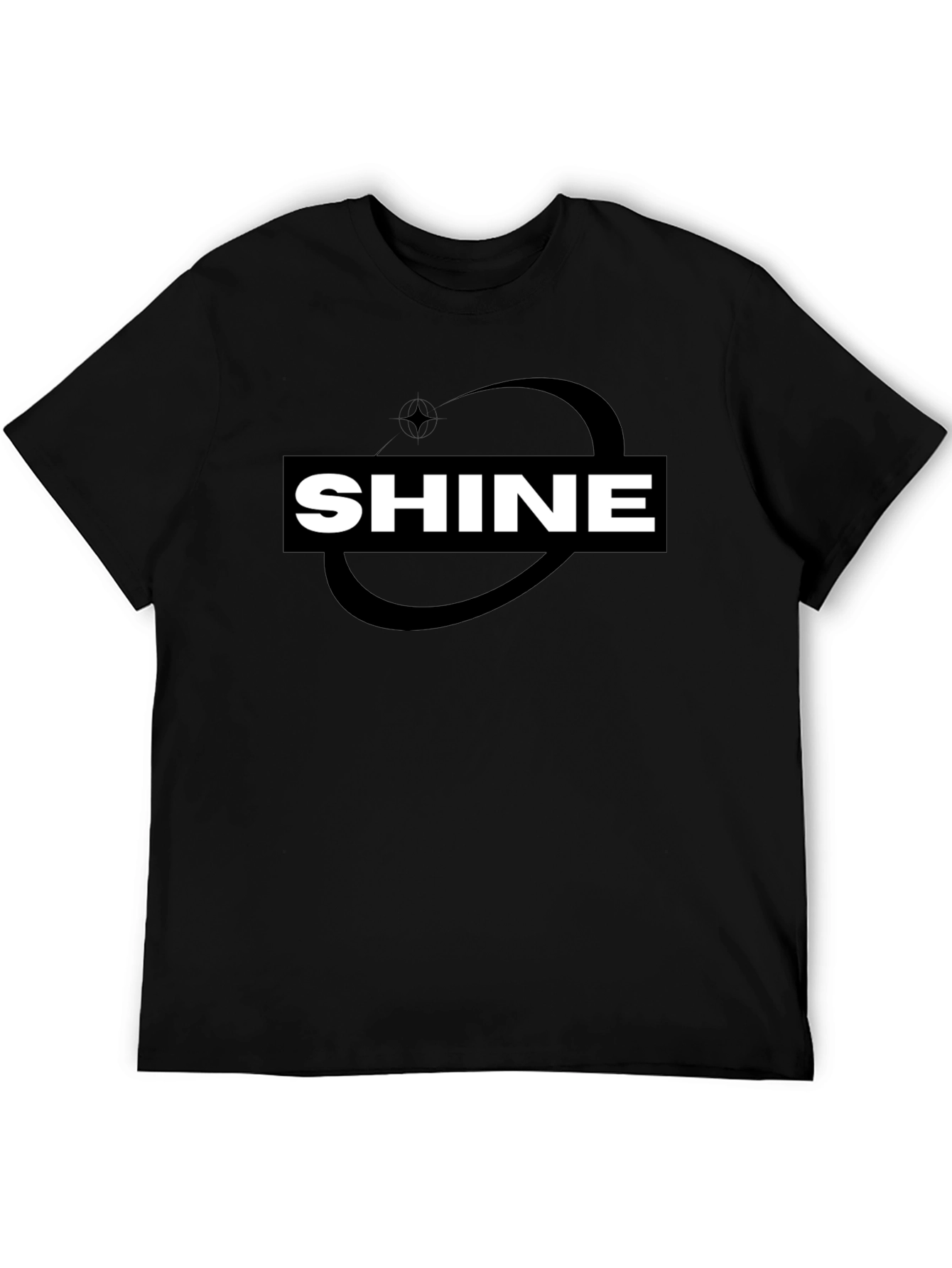 Shine Graphic Tee - Black Cotton Blend T-Shirt