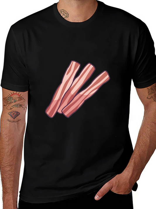 Bacon Strip Graphic Tee - Black Short Sleeve Shirt