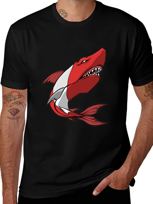 Red Shark Graphic Tee - Mens Black T-Shirt