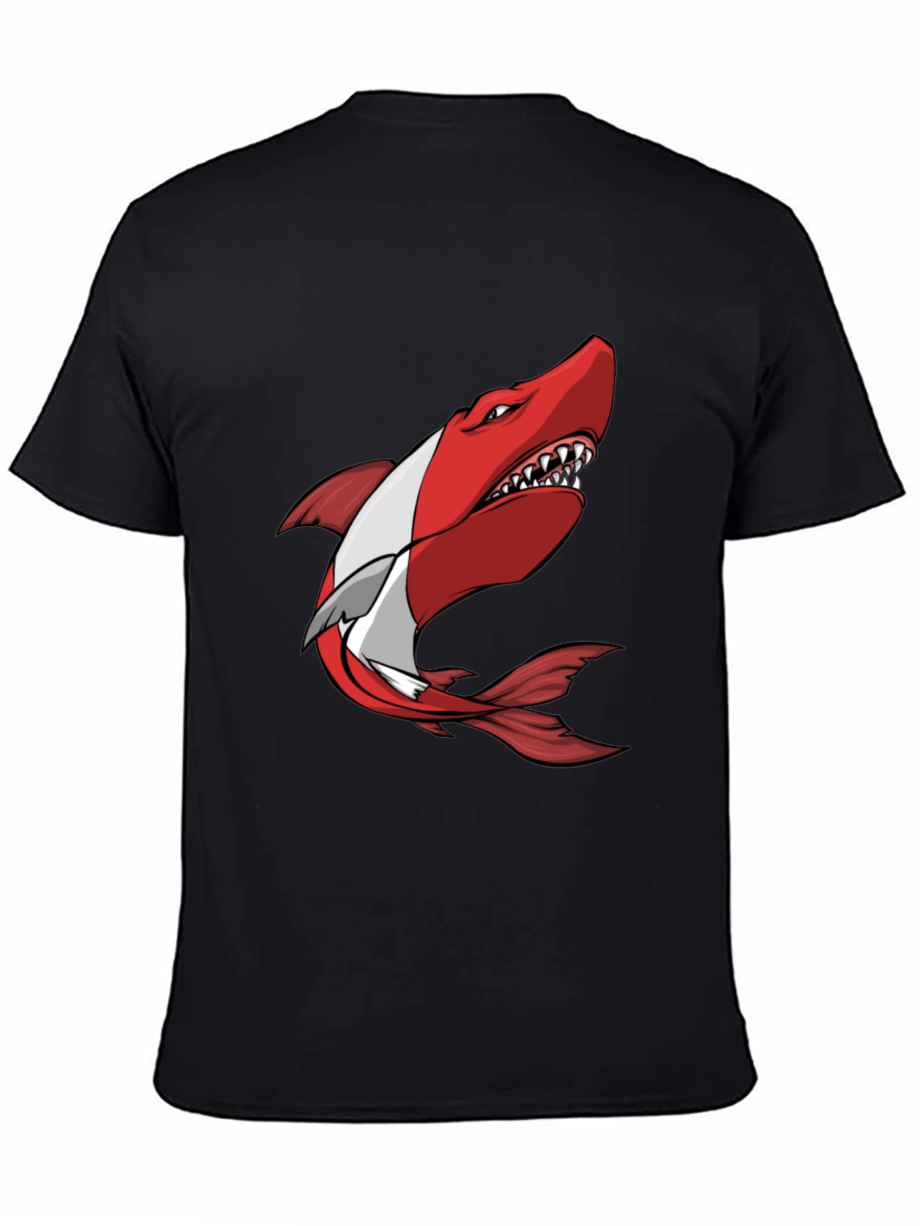 Red Shark Graphic Tee - Mens Black T-Shirt