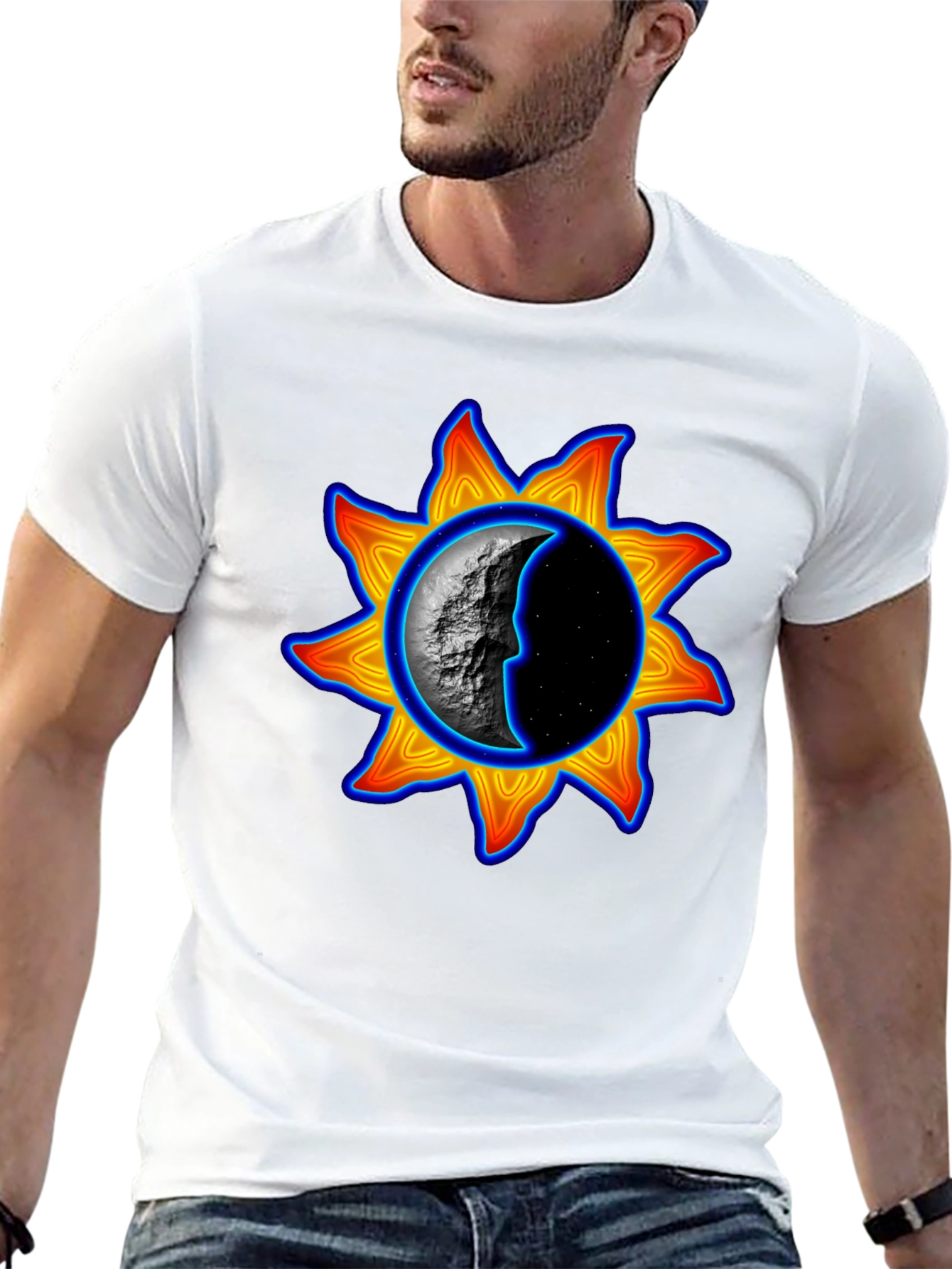 Sun & Moon Graphic Tee - Black Unisex T-Shirt