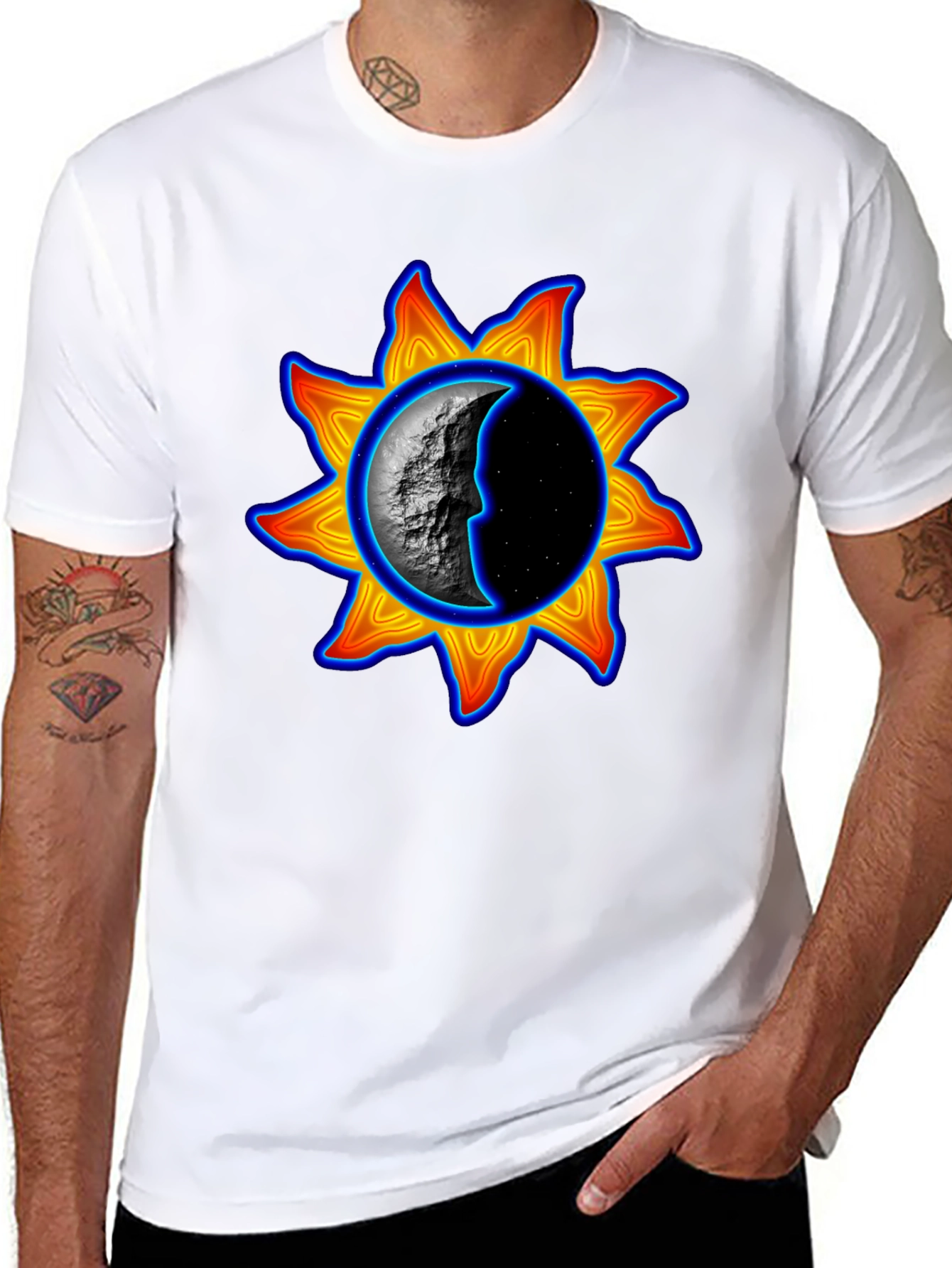 Sun & Moon Graphic Tee - Black Unisex T-Shirt