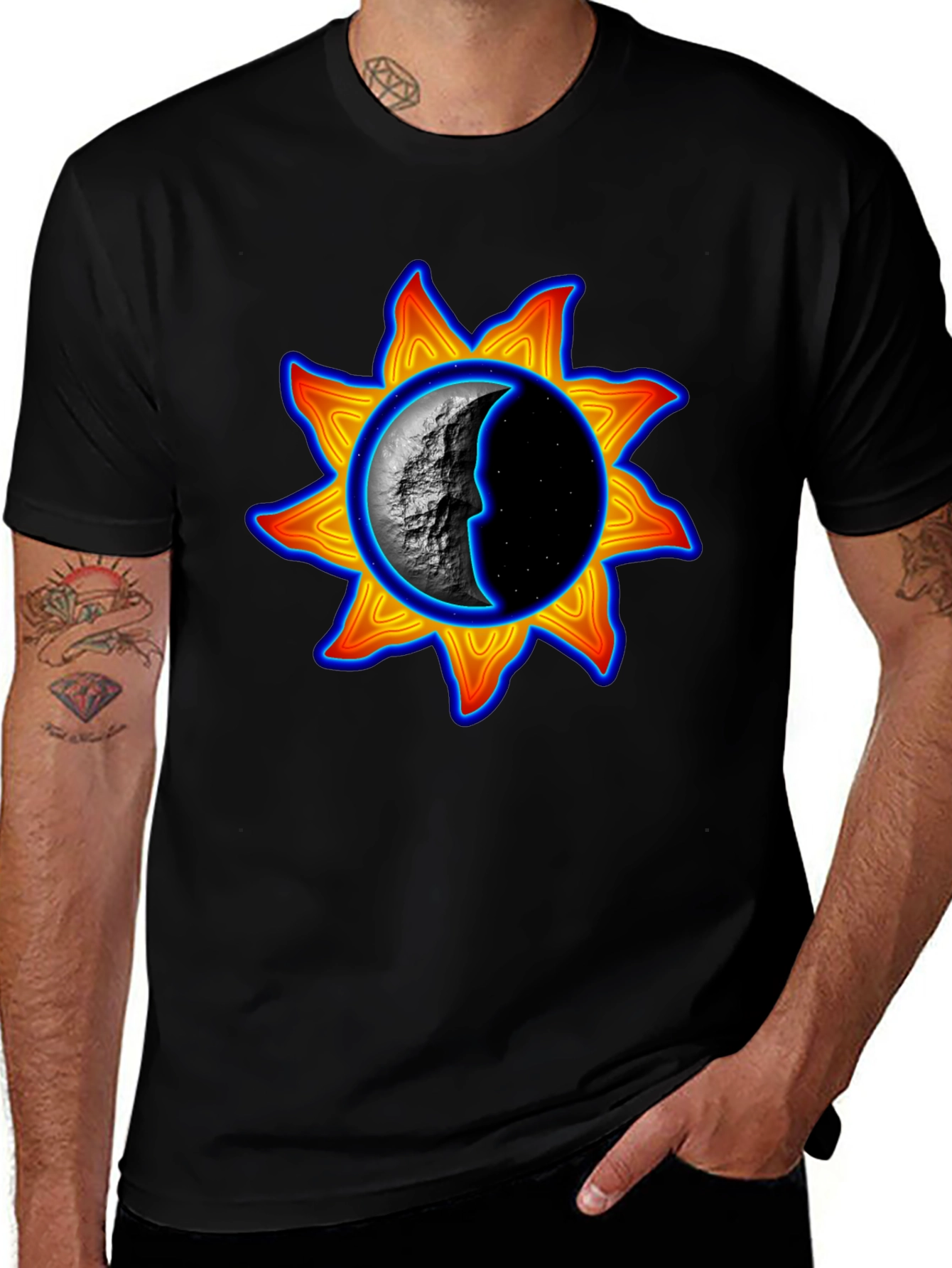 Sun & Moon Graphic Tee - Black Unisex T-Shirt