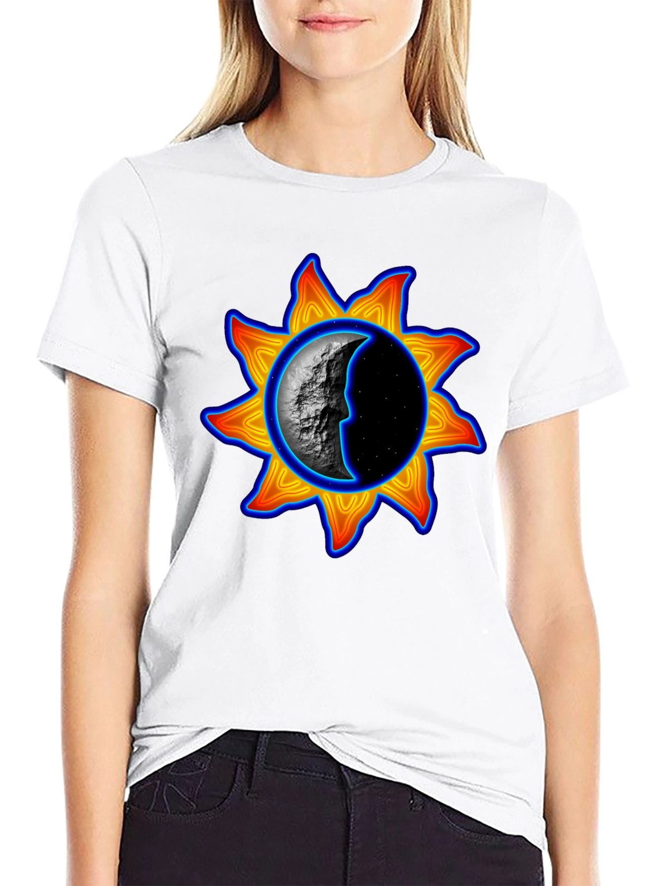 Sun & Moon Graphic Tee - Black Unisex T-Shirt