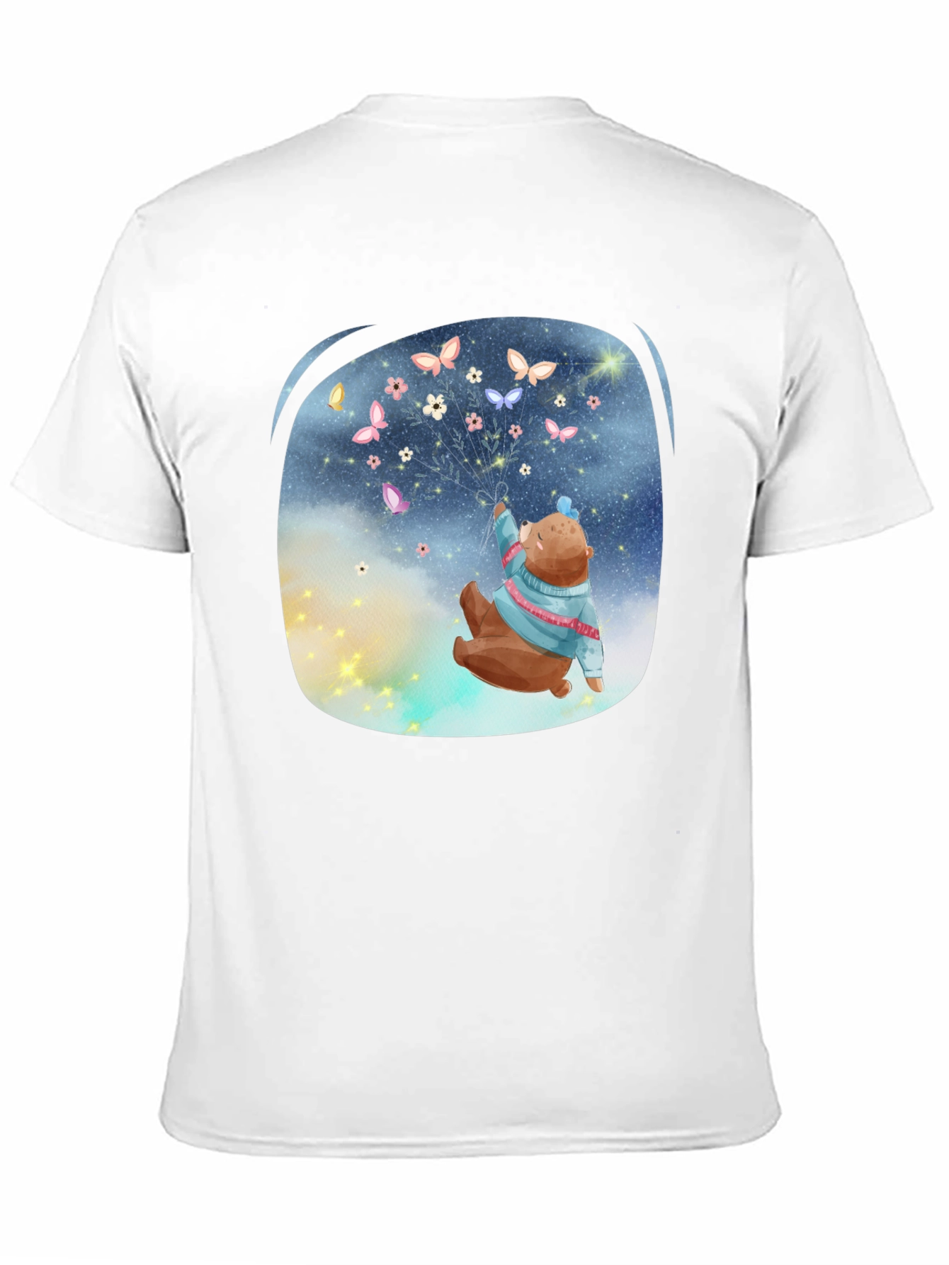 Bear Butterfly Graphic Black T-Shirt