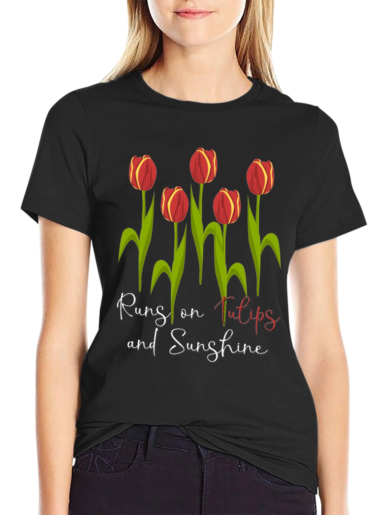 Runs on Tulips & Sunshine Graphic Tee