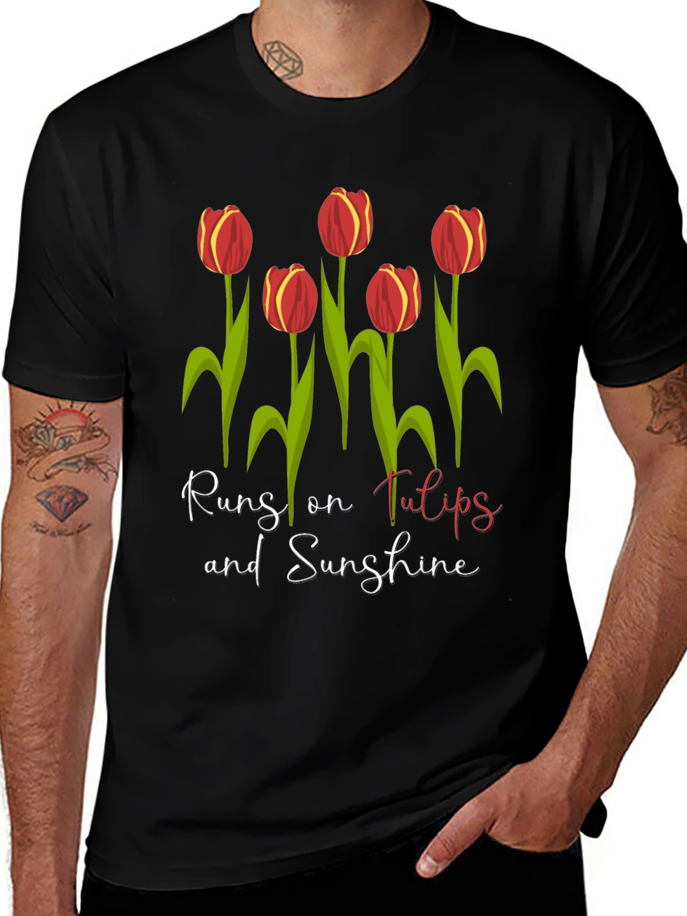 Runs on Tulips & Sunshine Graphic Tee