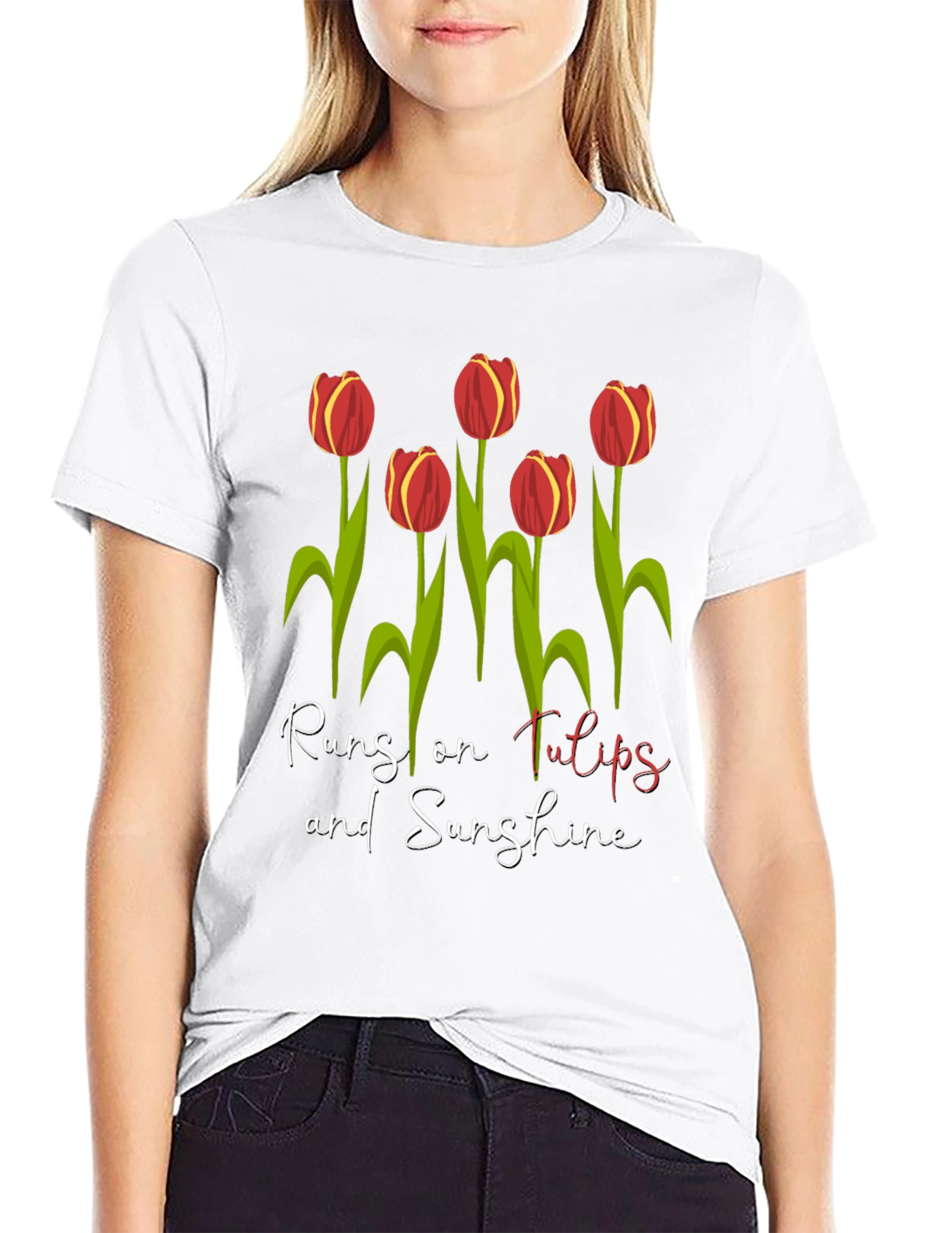 Runs on Tulips & Sunshine Graphic Tee