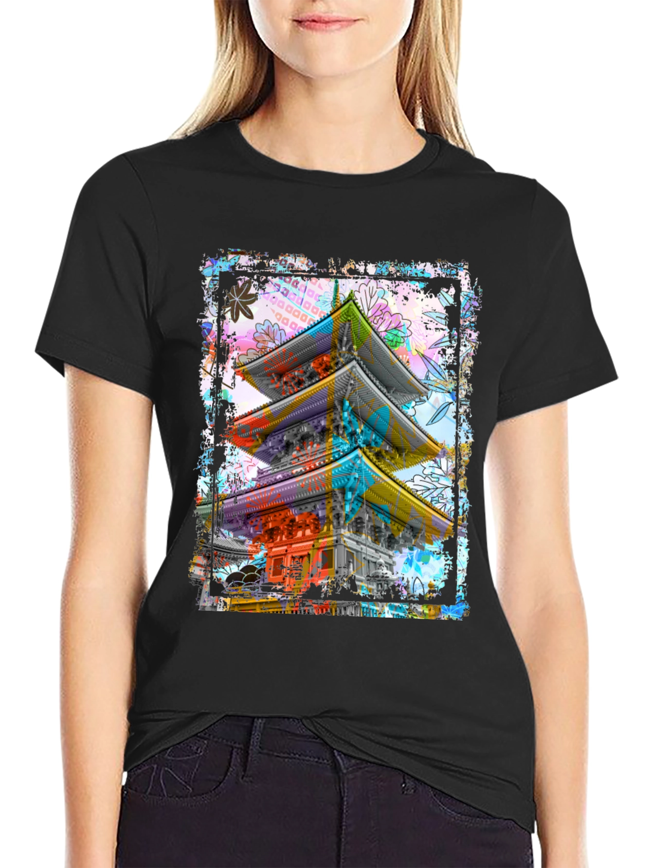 Urban Art Japanese Temple Graphic T-Shirt