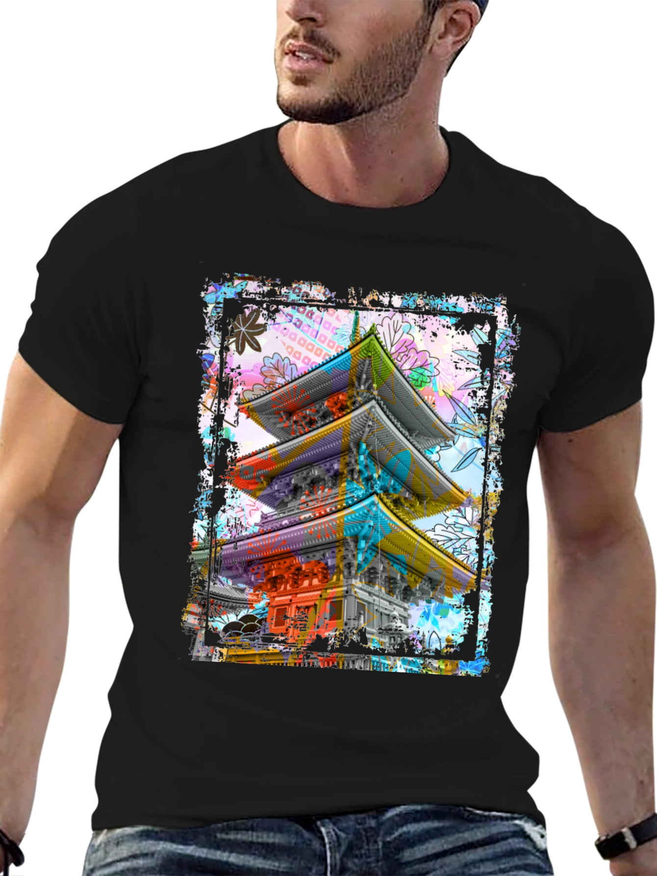 Urban Art Japanese Temple Graphic T-Shirt