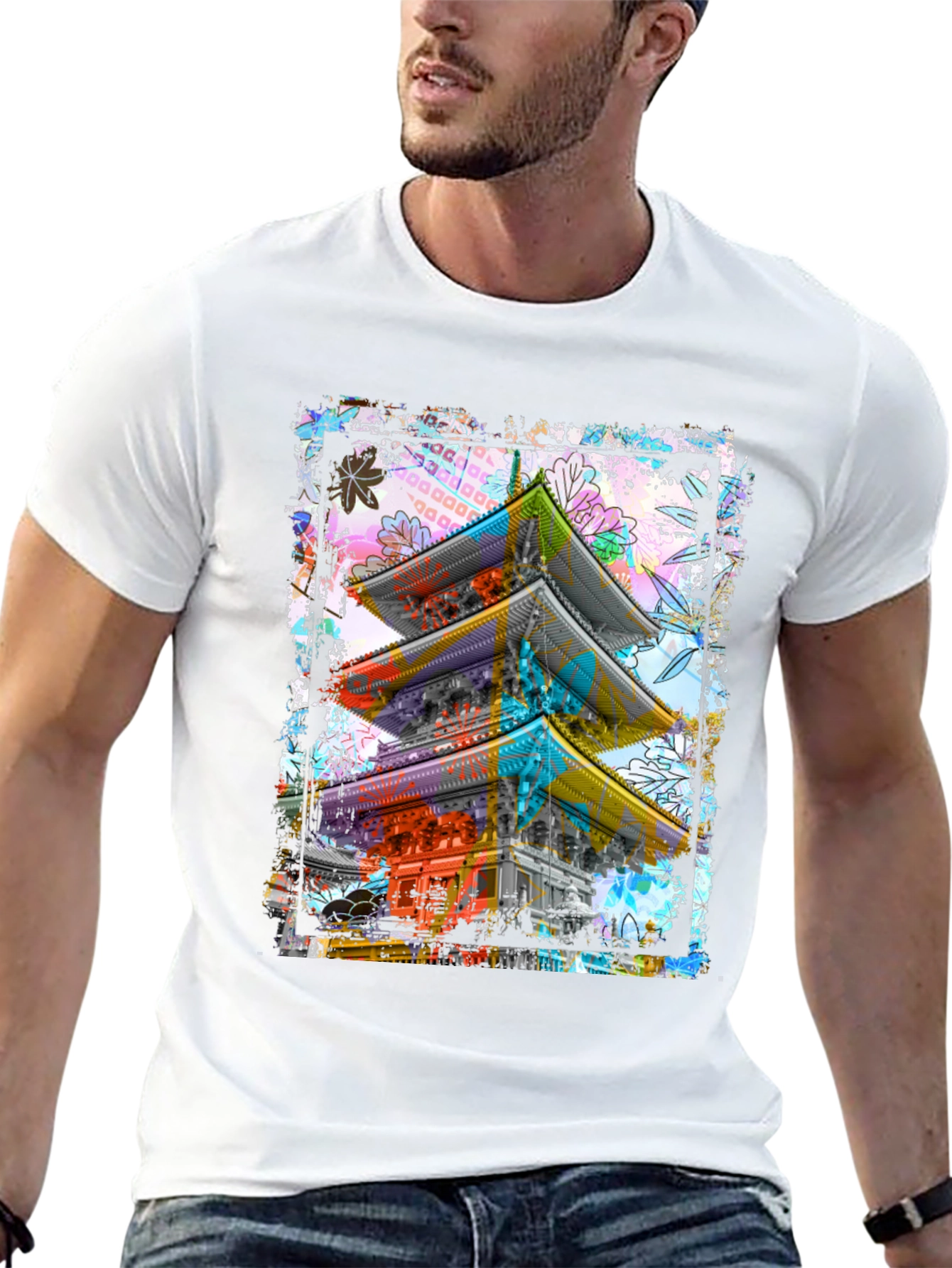 Urban Art Japanese Temple Graphic T-Shirt