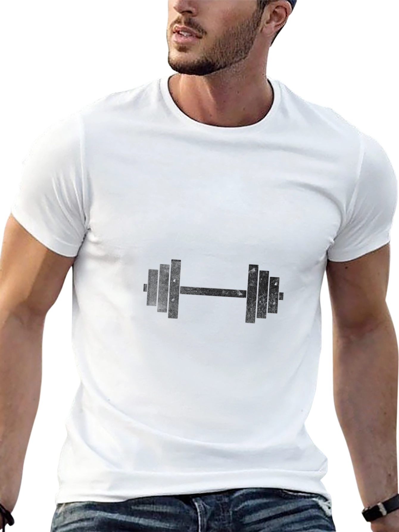 Black Dumbbell Graphic Tee - Workout Ready!