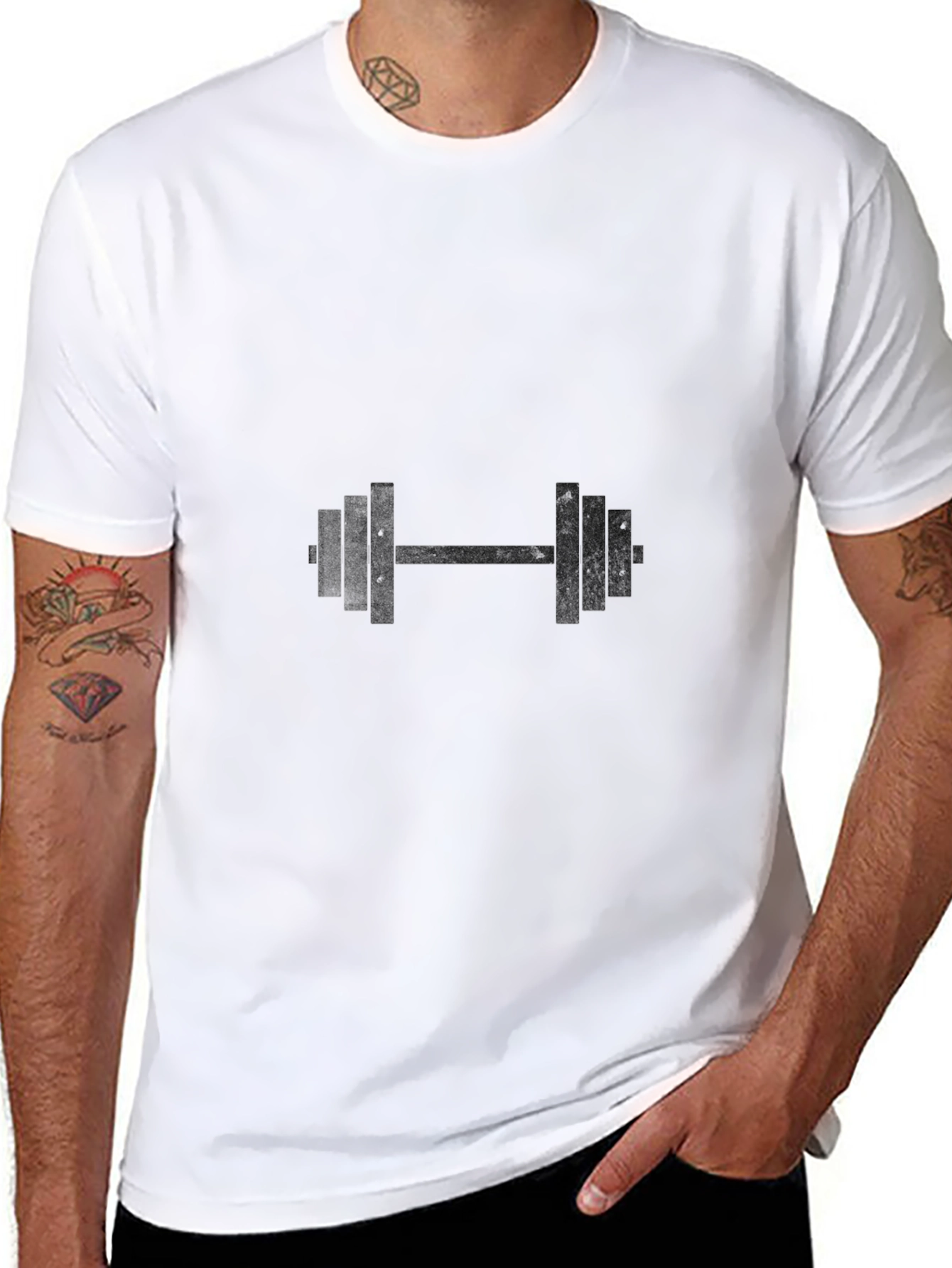 Black Dumbbell Graphic Tee - Workout Ready!