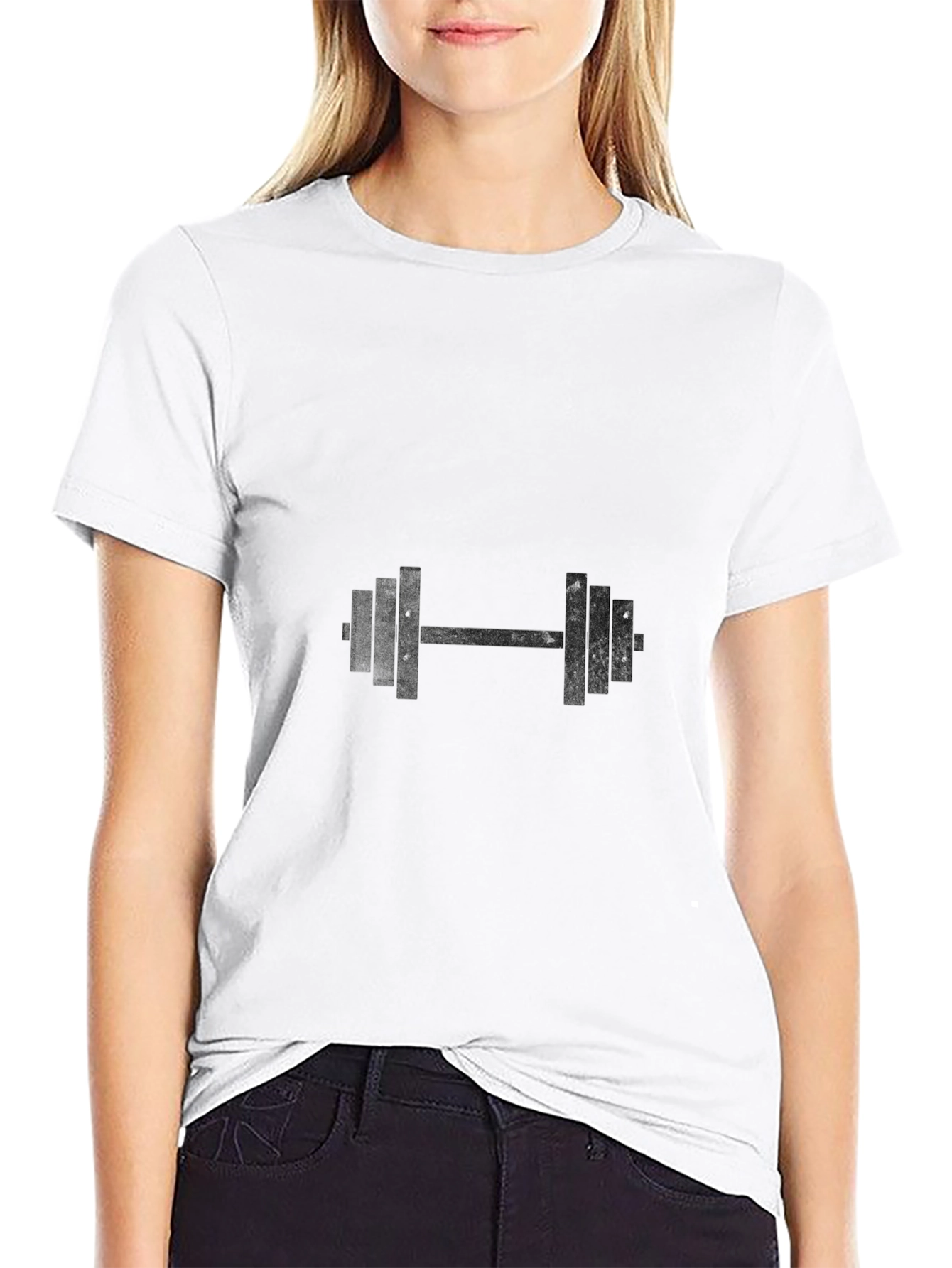 Black Dumbbell Graphic Tee - Workout Ready!