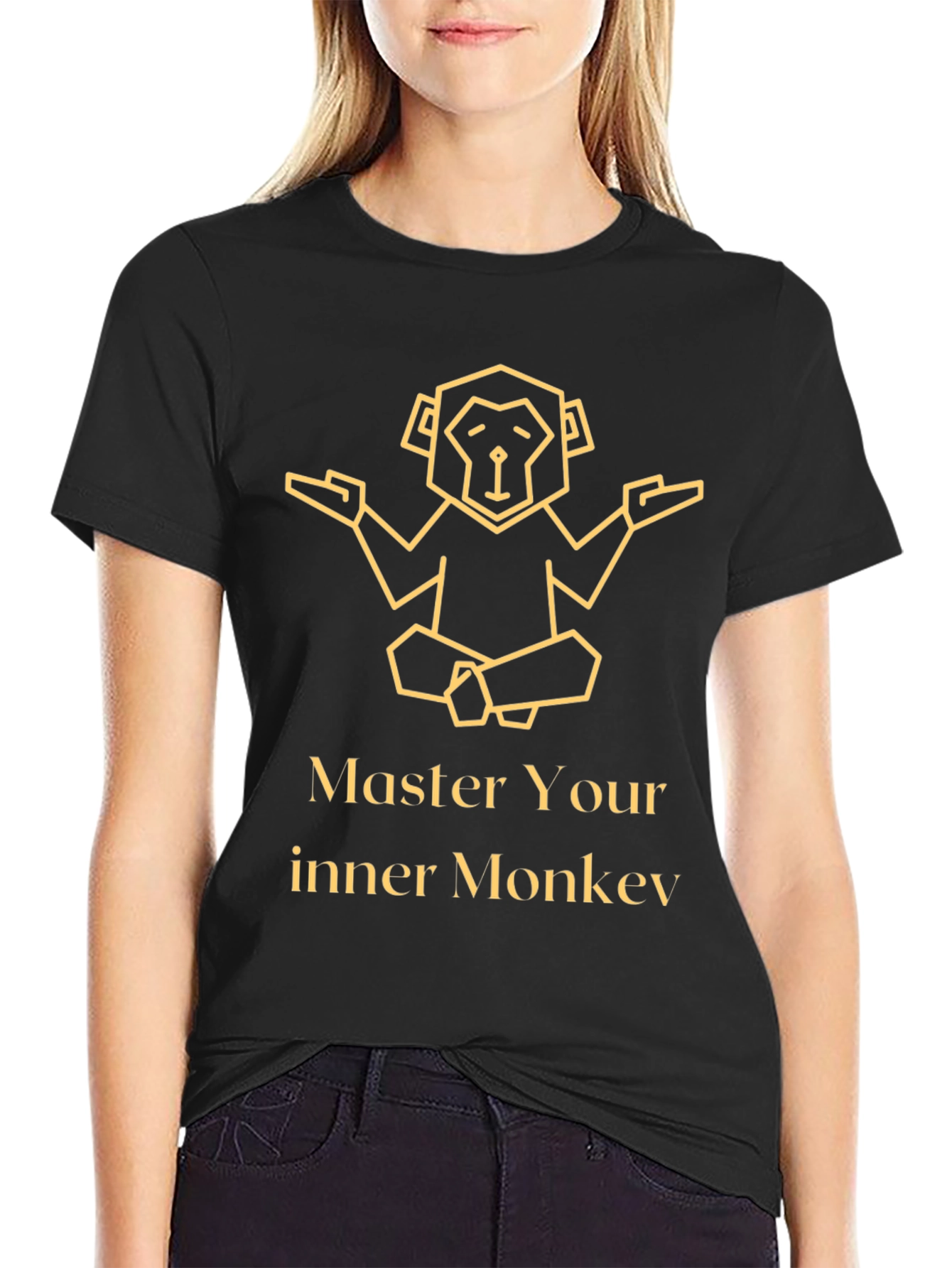Master Your Inner Monkey Black Graphic T-Shirt
