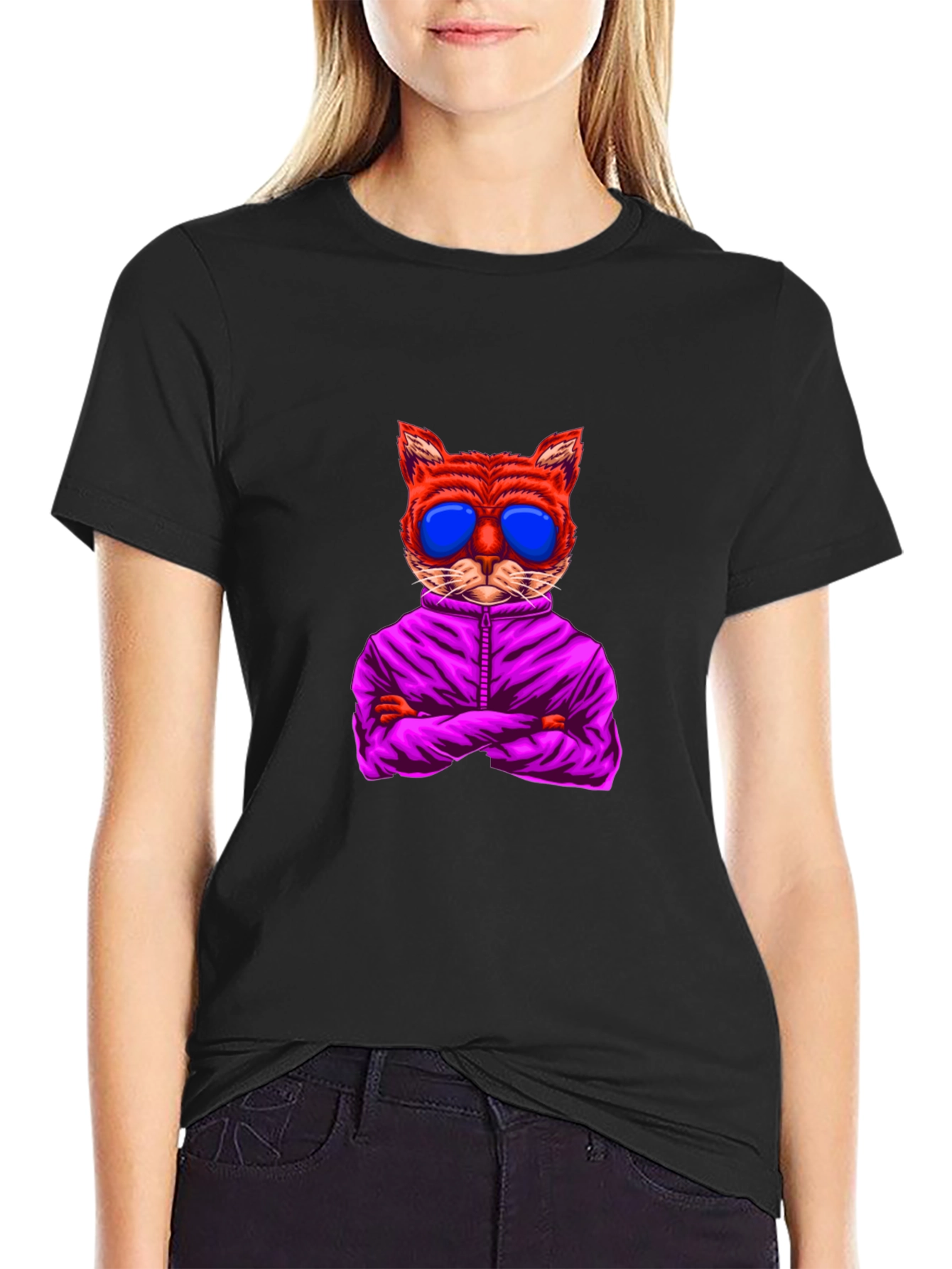 Cool Cat in Shades Graphic T-Shirt